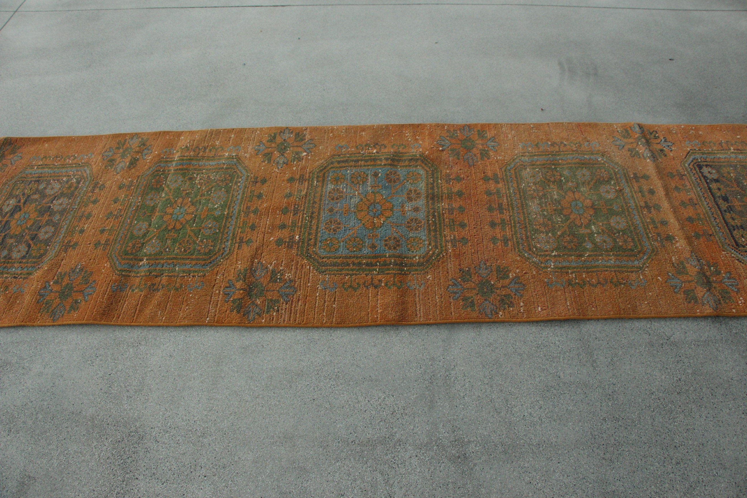 Bedroom Rugs, Aztec Rug, Kitchen Rug, Anatolian Rug, Orange Floor Rug, 2.7x10.6 ft Runner Rugs, Vintage Rug, Corridor Rug, Turkish Rug