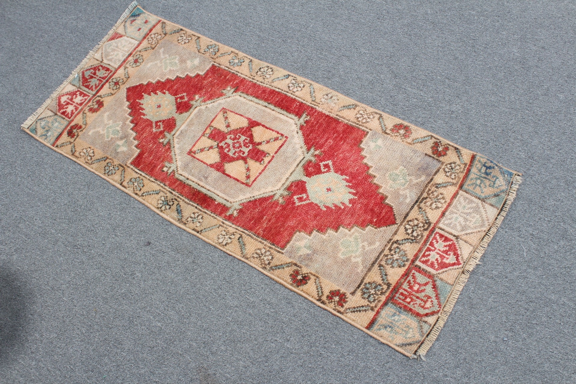 Anatolian Rug, Red Antique Rugs, Turkish Rug, Cool Rugs, Rugs for Bedroom, Vintage Rugs, Door Mat Rugs, 1.5x3.9 ft Small Rugs, Bedroom Rug