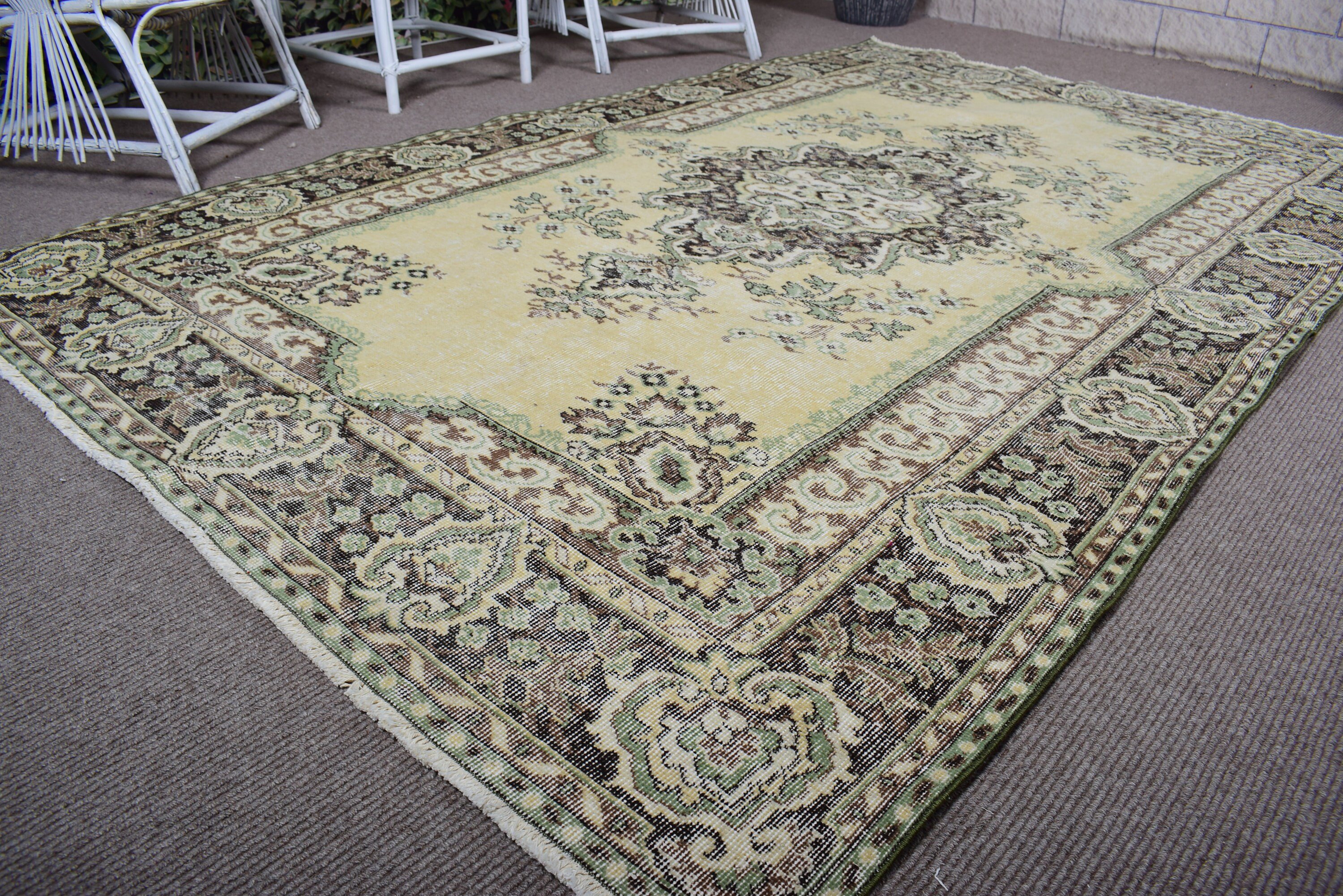 Green  6.1x9.7 ft Large Rug, Oriental Rugs, Dining Room Rug, Anatolian Rug, Vintage Rugs, Bedroom Rugs, Turkish Rugs