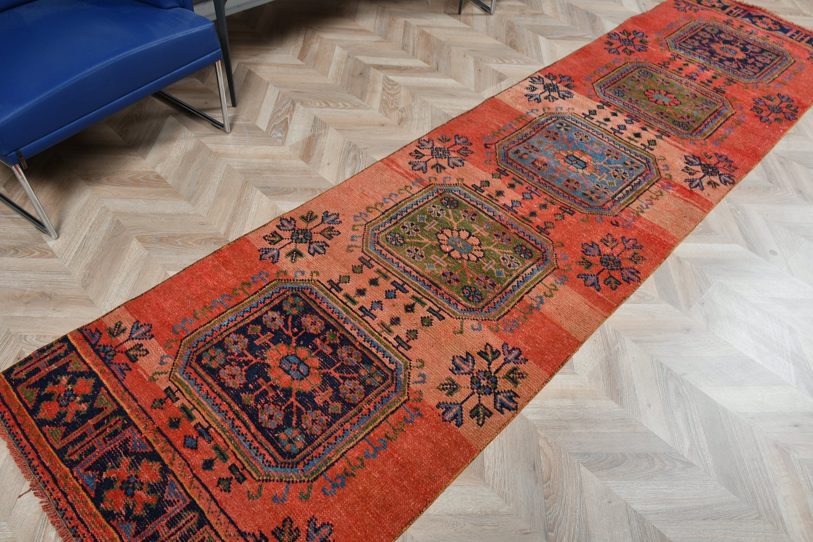 Vintage Rug, Muted Rug, Oriental Rug, Rugs for Hallway, 2.9x11.7 ft Runner Rug, Red Anatolian Rug, Moroccan Rug, Kitchen Rugs, Turkish Rug