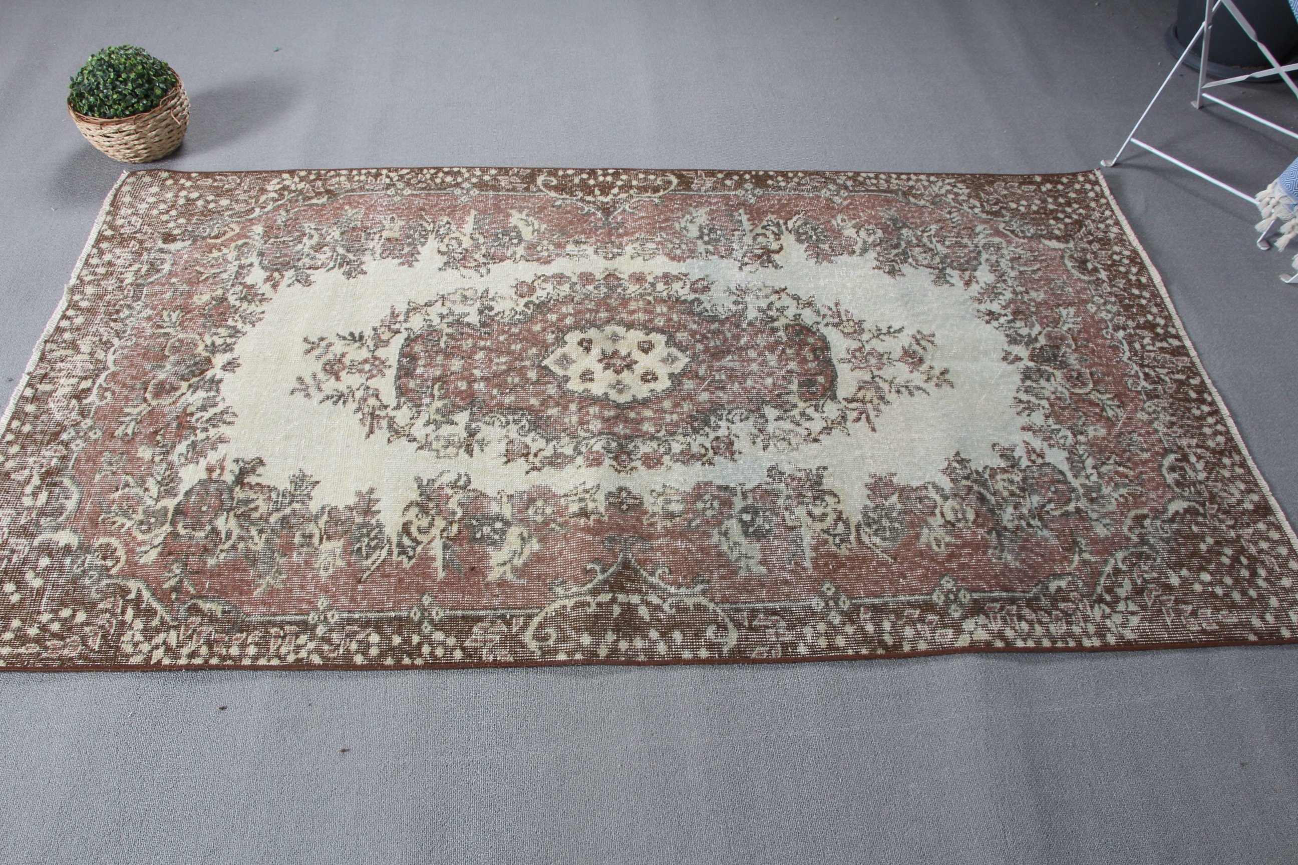 Floor Rugs, Beige Anatolian Rug, Turkish Rug, Rugs for Indoor, Vintage Rug, Nursery Rugs, Oushak Rug, 3.8x6.6 ft Area Rug