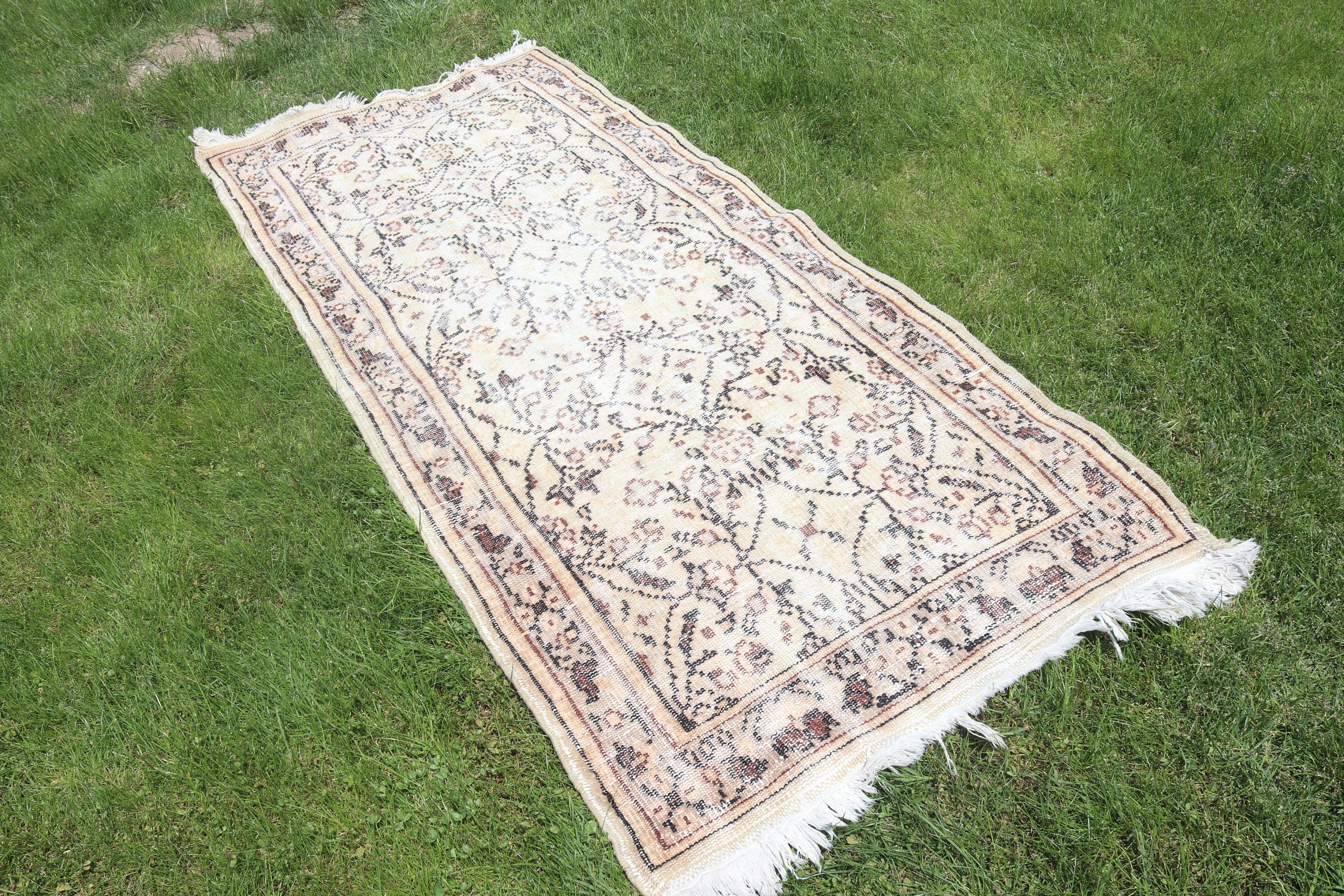 Decorative Rugs, Boho Rugs, Beige Antique Rug, Vintage Accent Rug, Handwoven Rugs, 3x6.8 ft Accent Rugs, Vintage Rug, Turkish Rug