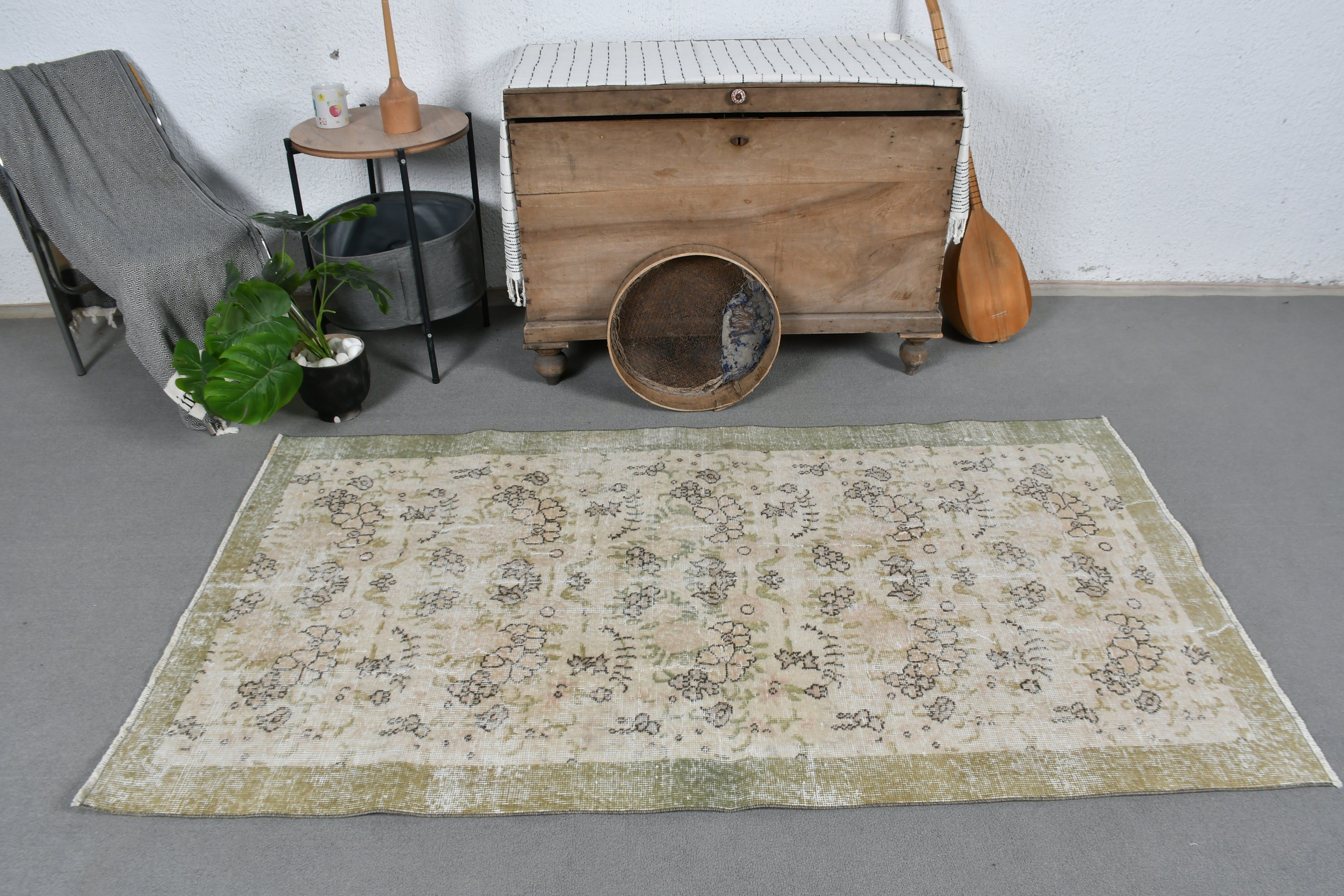 Entry Rug, Rugs for Bedroom, Bedroom Rugs, 3.6x6.4 ft Accent Rugs, Anatolian Rug, Vintage Rugs, Turkish Rug, Beige Wool Rug