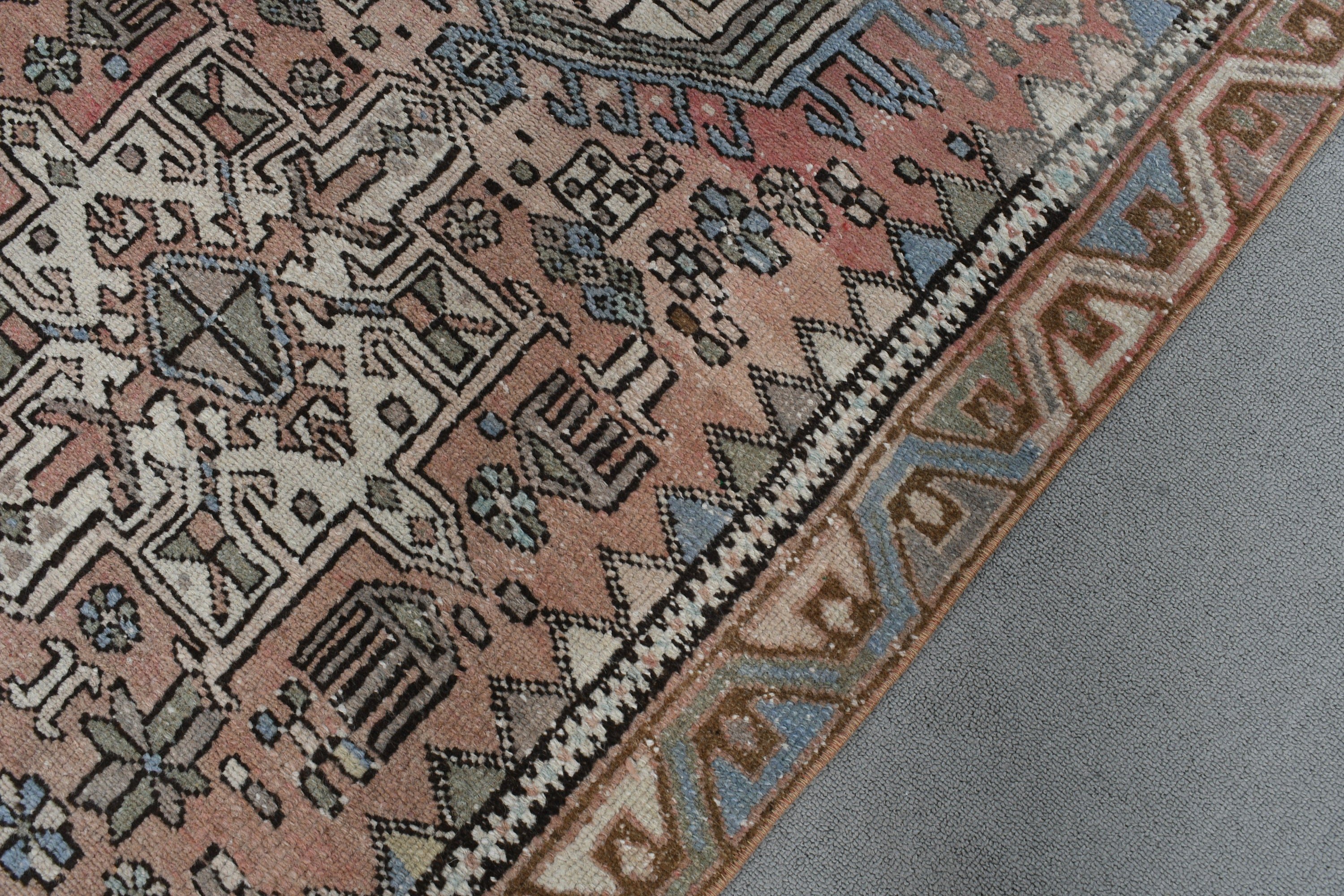 Türk Halısı, Boho Halıları, 2.8x10.5 ft Runner Halısı, Koridor Halıları, Açıklama Halısı, Turuncu Geometrik Halılar, Vintage Halılar, Vintage Runner Halısı