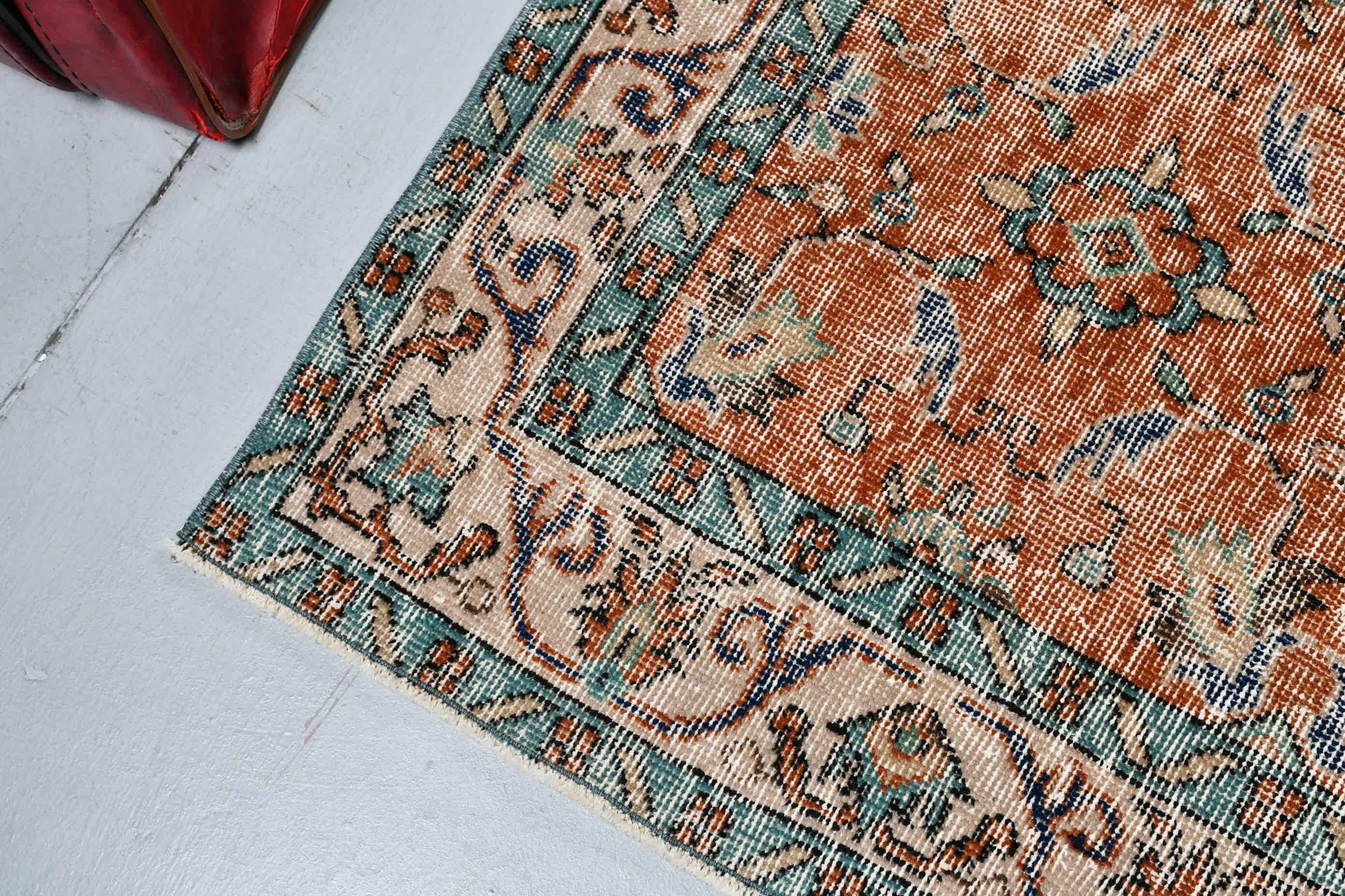 Kitchen Rugs, Orange Moroccan Rug, Dining Room Rugs, Turkish Rug, Anatolian Rug, 3.7x6.6 ft Area Rug, Retro Rug, Nursery Rugs, Vintage Rug