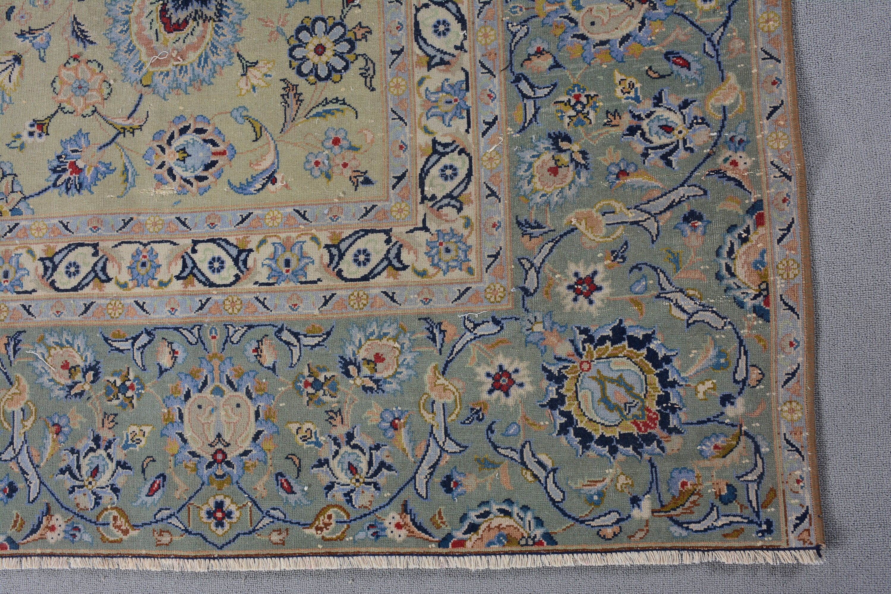 Özel Halılar, Türk Halısı, 10.5x15.5 ft Büyük Boy Halılar, Oturma Odası Halıları, Salon Halıları, Vintage Halılar, Yeşil Oryantal Halılar, Yer Halısı, Yün Halılar