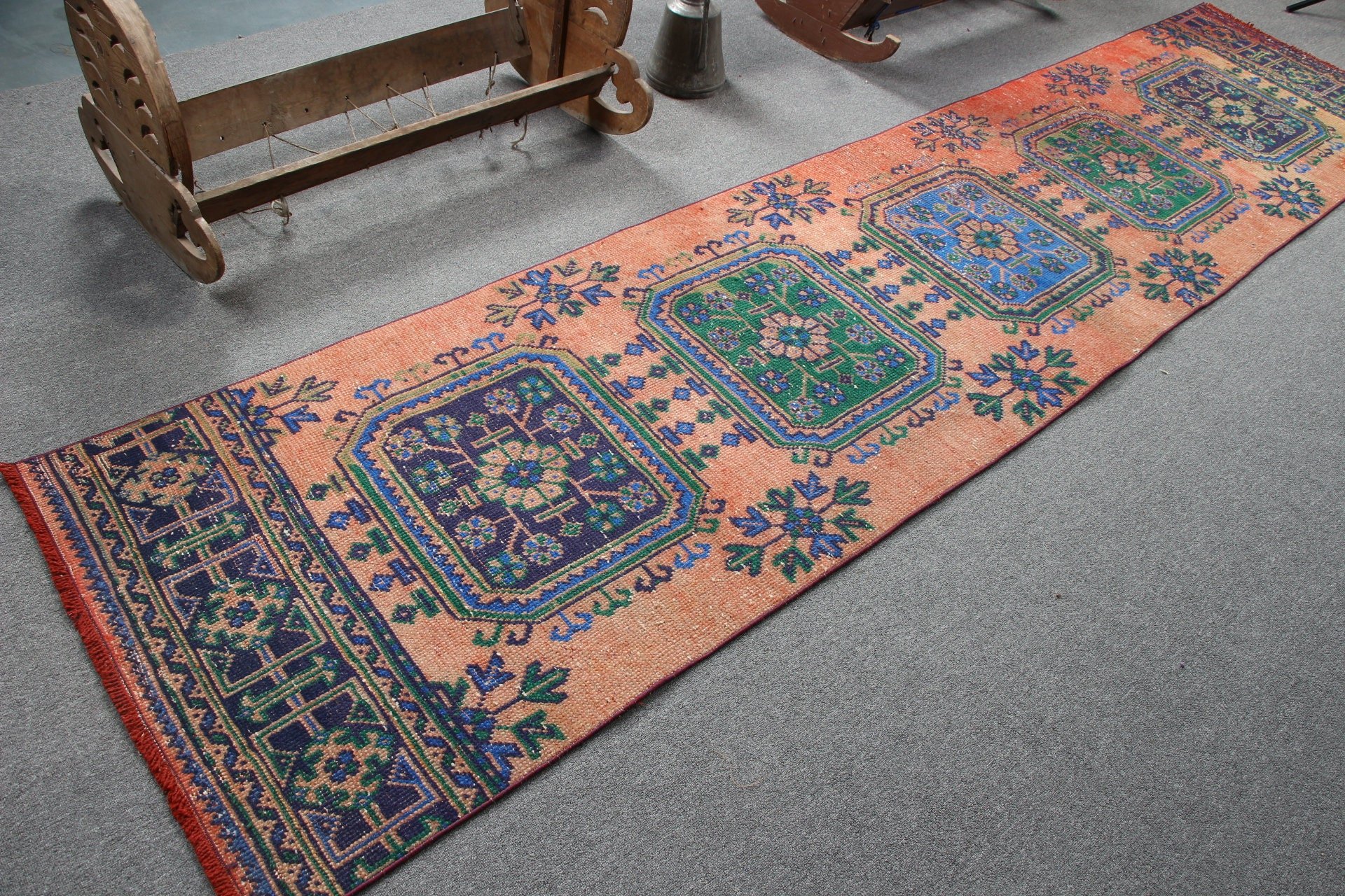 Runner Halıları, Etnik Halı, 2,9x11,9 ft Runner Halısı, Koridor Halısı, Kırmızı Oryantal Halılar, Vintage Halı, Mutfak Halısı, Türk Halıları