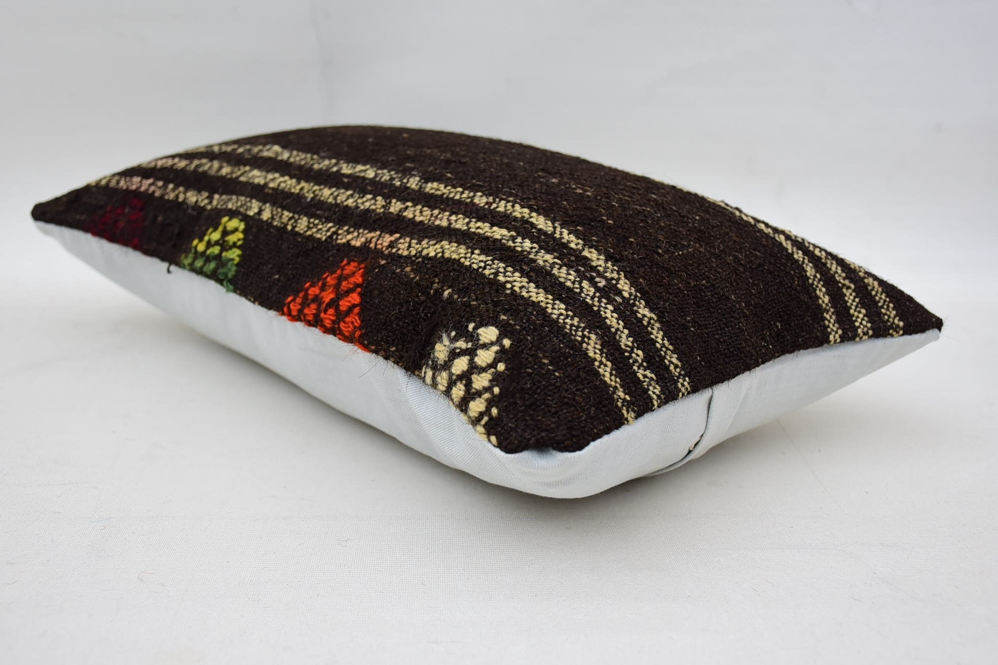 Kilim Pillow Cover, Outdoor Pillow Case, Vintage Pillow, 12"x20" Brown Pillow Cover, Floor Pillow, Turkish Kilim Pillow