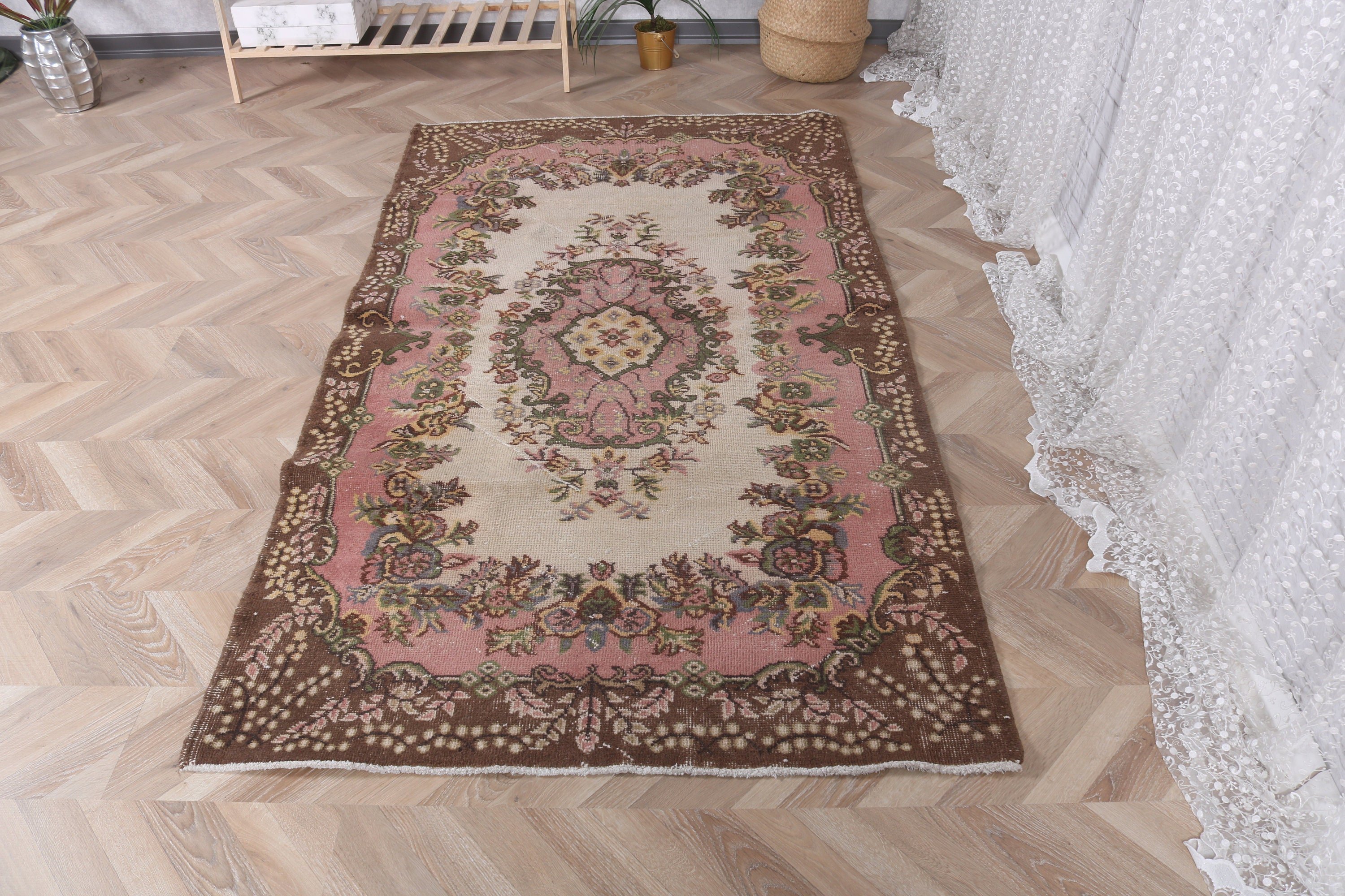 Traditional Rug, 3.8x6.9 ft Area Rugs, Rugs for Area, Floor Rugs, Beige Wool Rugs, Turkish Rug, Home Decor Rugs, Indoor Rug, Vintage Rugs