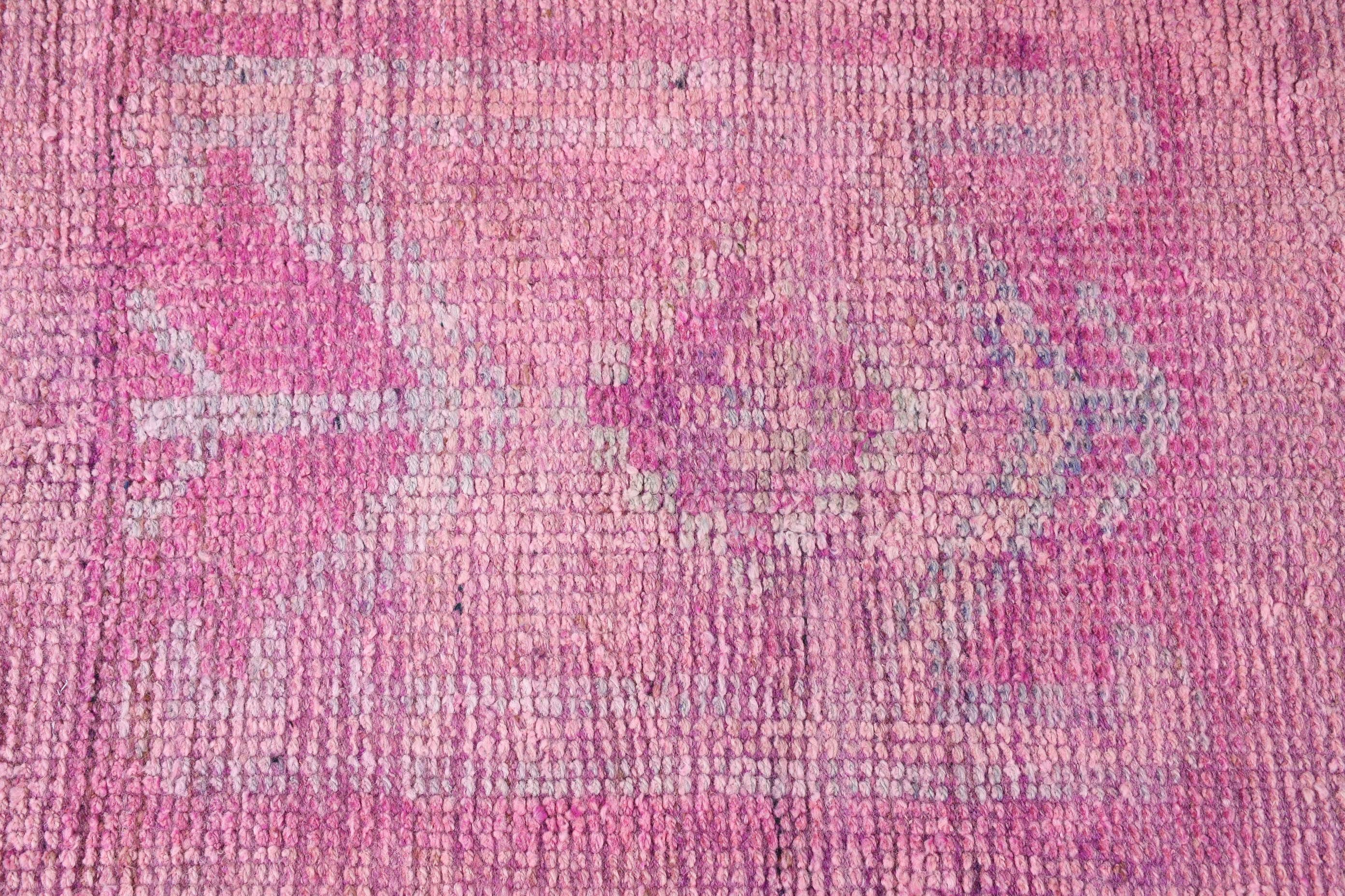 Pink  2.3x9.1 ft Runner Rugs, Turkish Rug, Oushak Rugs, Rugs for Kitchen, Stair Rugs, Wool Rugs, Hallway Rug, Vintage Rug
