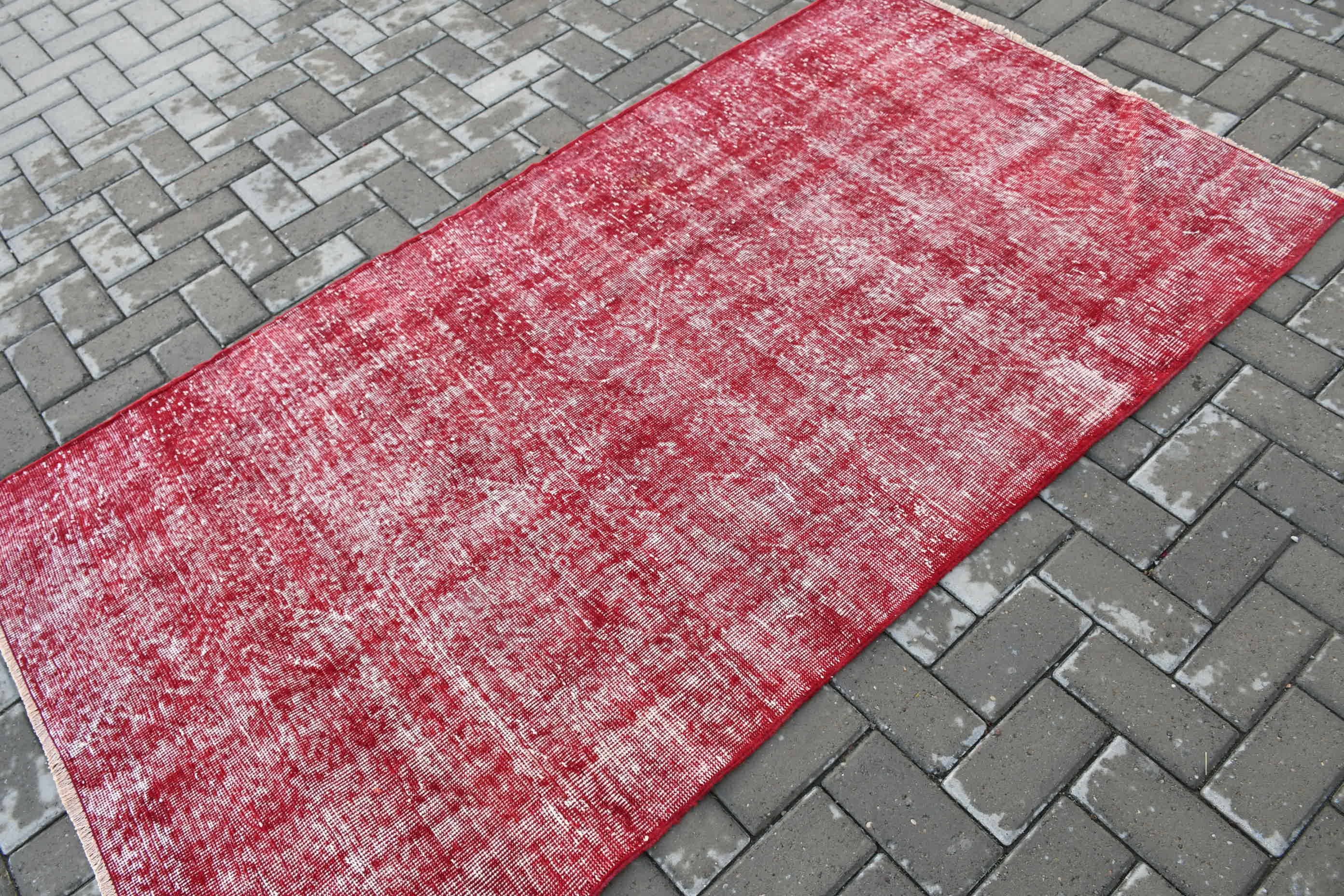 Moroccan Rugs, Wool Rug, Floor Rug, Rugs for Area, Indoor Rugs, Vintage Rug, Turkish Rugs, 3.7x6.8 ft Area Rugs, Red Home Decor Rug