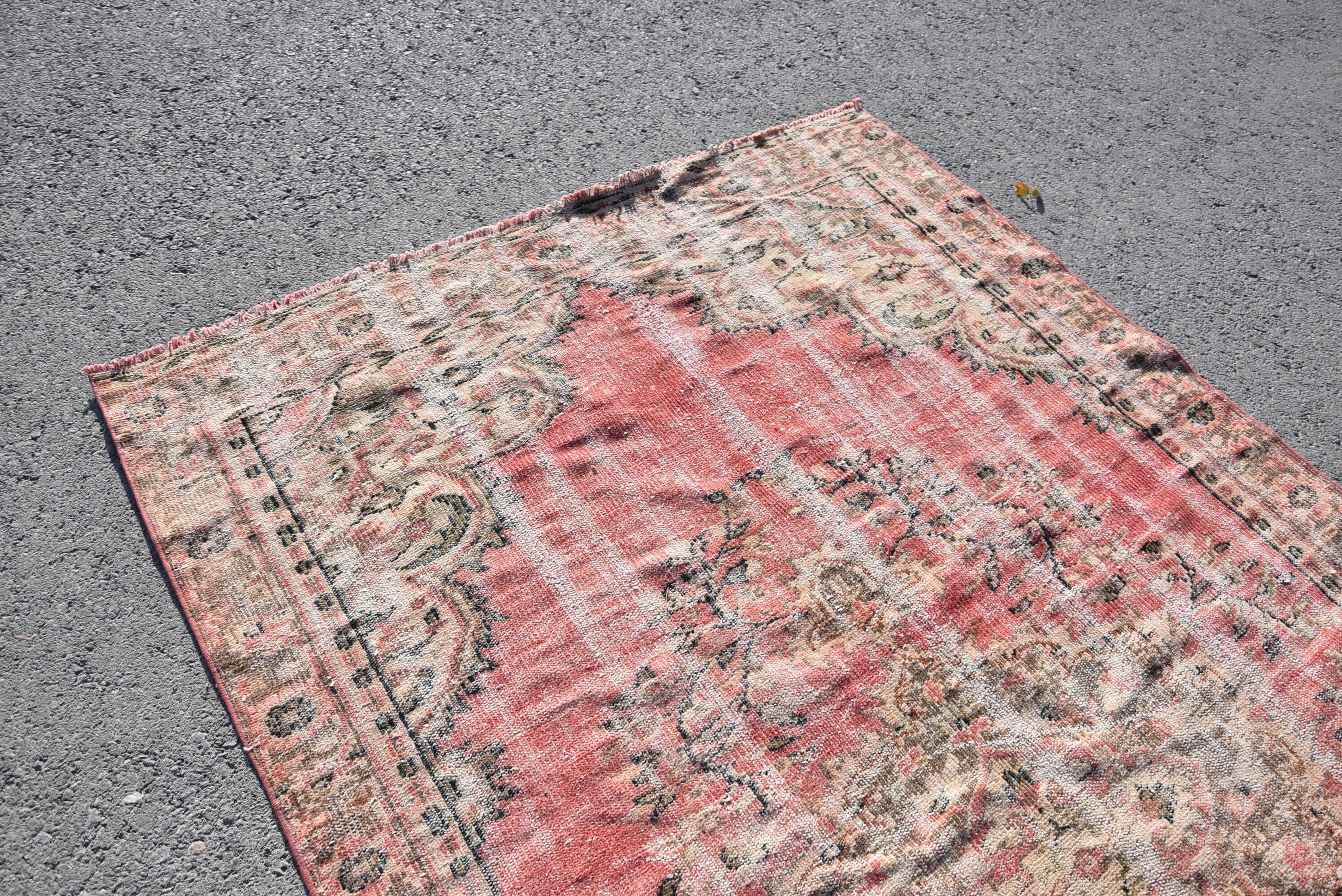 Salon Rug, Dining Room Rug, Vintage Rug, Wool Rugs, Turkish Rug, Pink Wool Rug, 5.4x9 ft Large Rug, Rugs for Bedroom, Oushak Rug, Art Rug