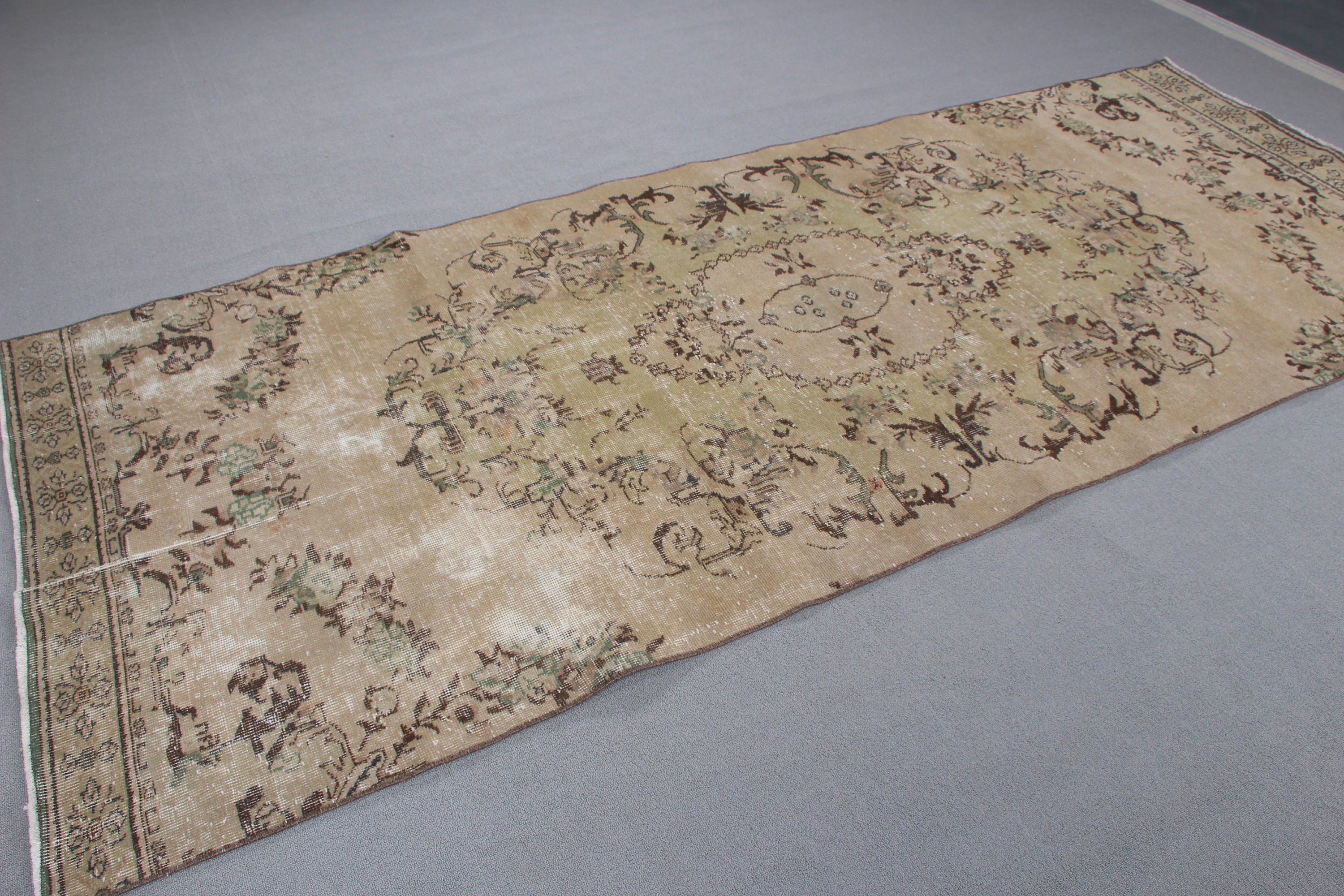 Türk Halıları, Fas Halıları, Vintage Yolluk Halısı, 4.1x10.3 ft Runner Halıları, Mutfak Halıları, Anadolu Halısı, Vintage Halılar, Kahverengi Yer Halısı