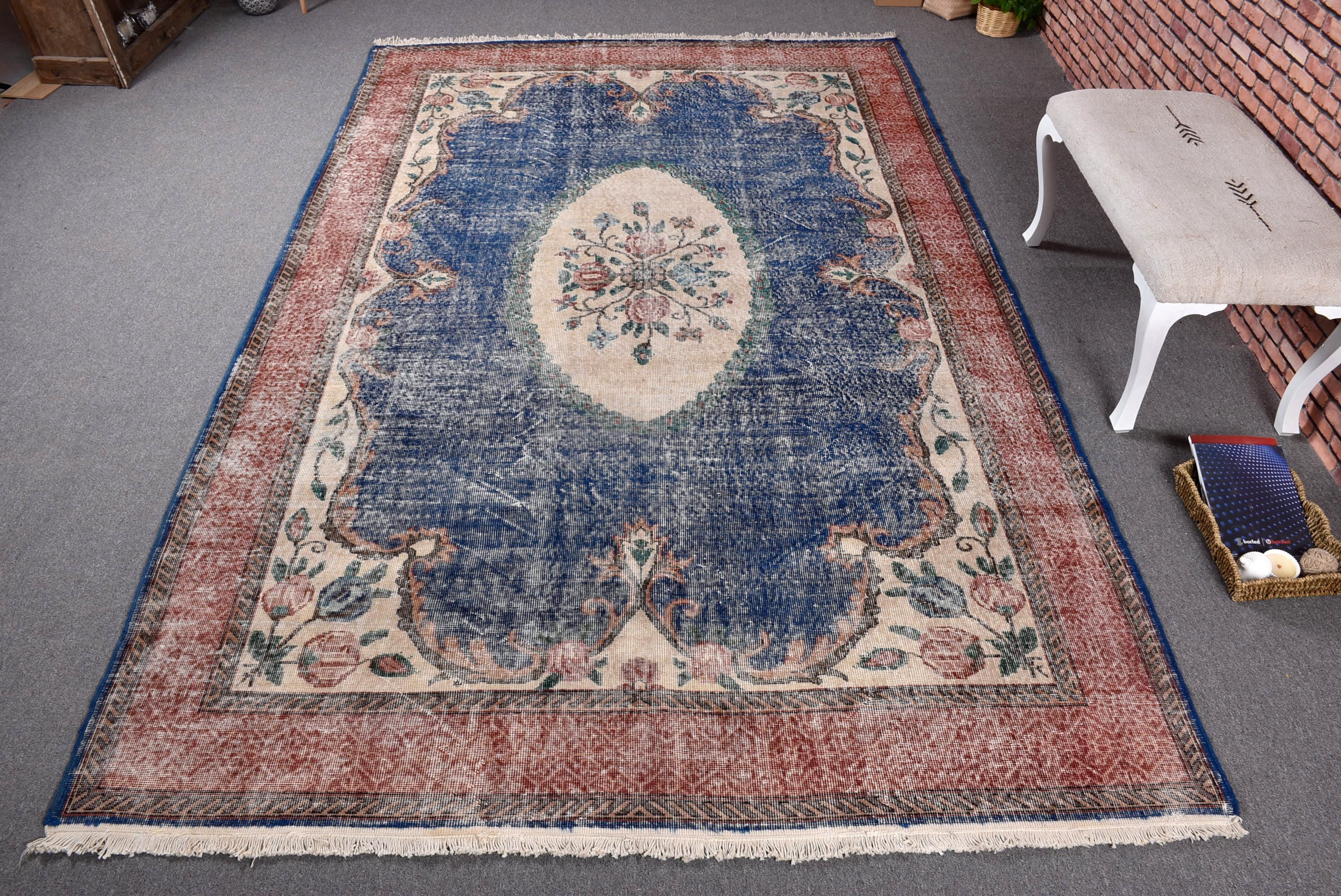 Vintage Halı, Modern Halı, Bej İfade Halıları, Büyük Boy Vintage Halılar, Egzotik Halılar, 6.8x11 ft Büyük Boy Halılar, Anadolu Halıları, Türk Halıları