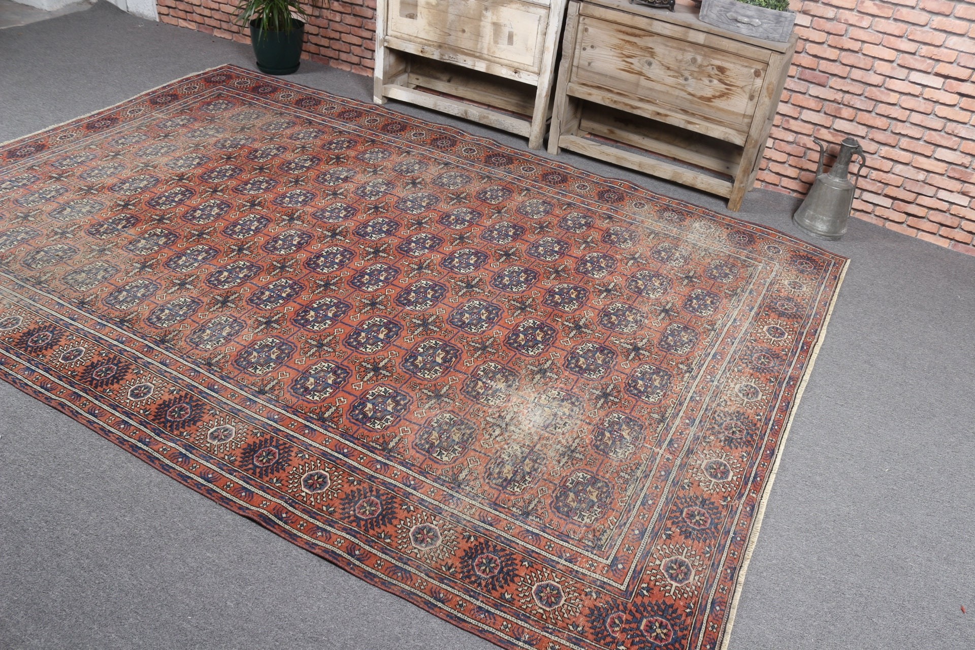 Oturma Odası Halıları, Kırmızı Ev Dekorasyonu Halısı, Yatak Odası Halıları, Anadolu Halısı, Türk Halısı, 6.6x9.2 ft Büyük Halı, Vintage Halı, Yatak Odası Halıları