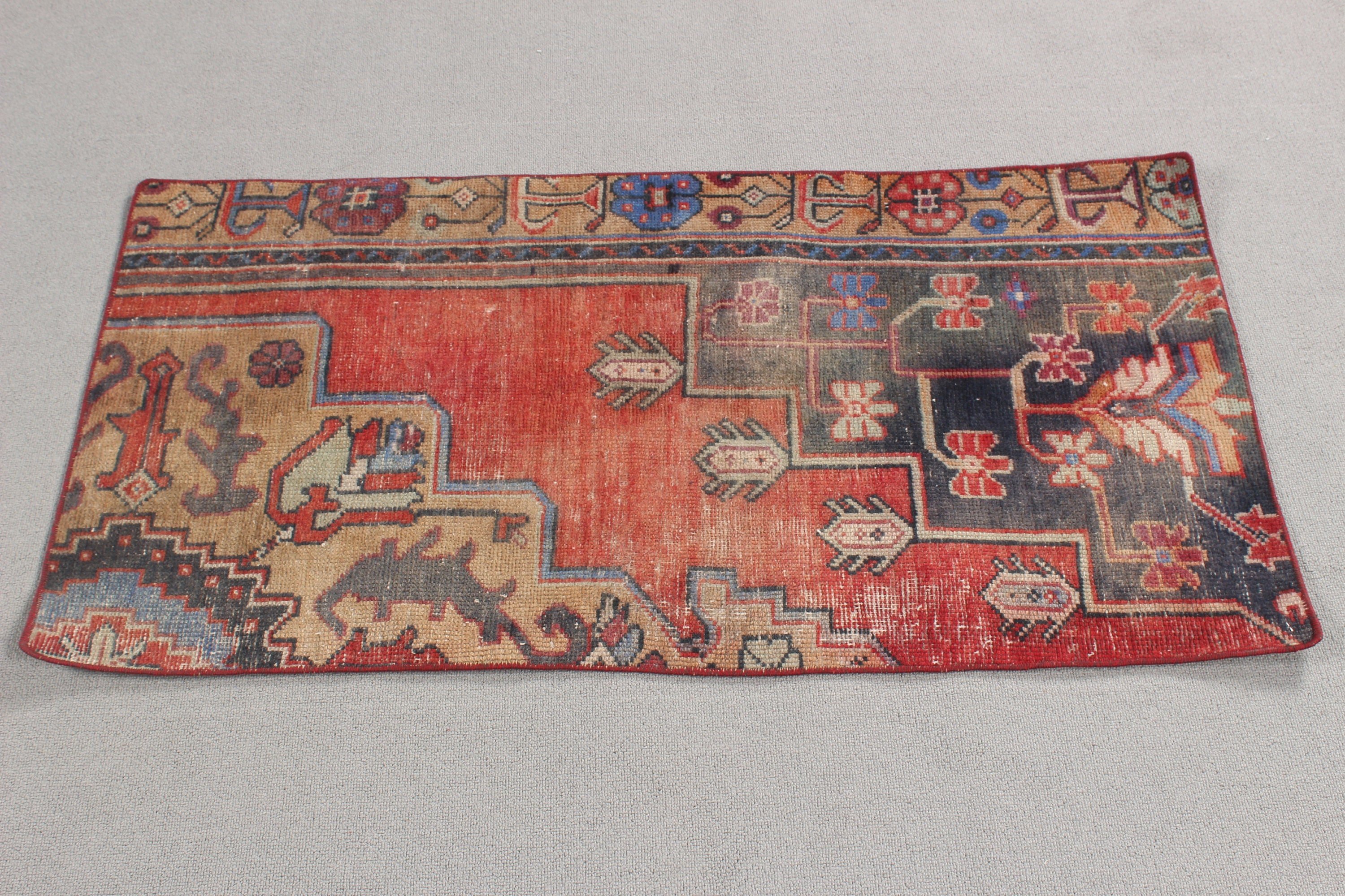 Entry Rugs, Red Antique Rugs, Turkish Rugs, Luxury Rugs, Artistic Rug, 1.9x3.6 ft Small Rugs, Vintage Rug, Small Boho Rugs, Bedroom Rug