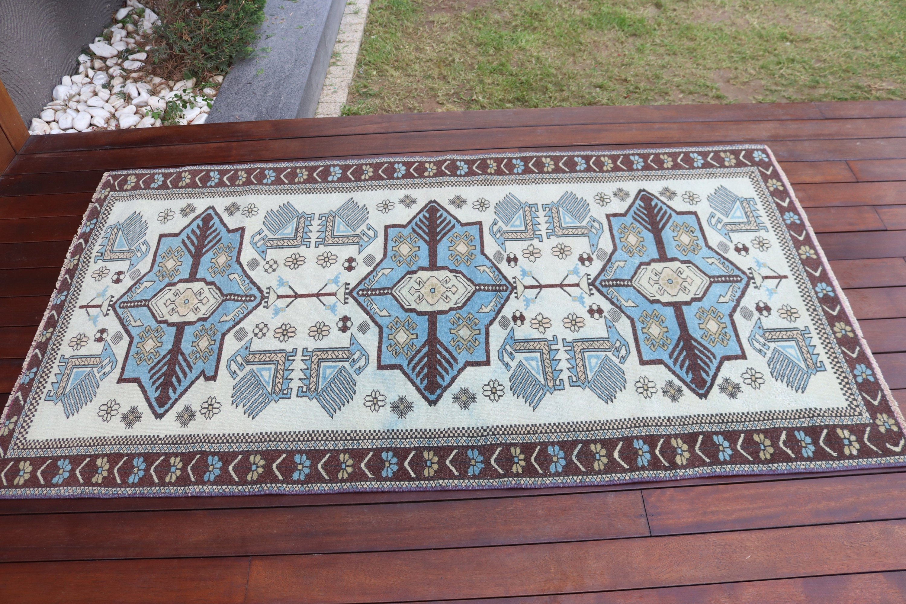 Mutfak Halısı, Geometrik Halılar, 3,2x6 ft Vurgulu Halılar, Dekoratif Halılar, Bej Soğuk Halılar, Türk Halısı, Vintage Halı, Yatak Odası Halısı, Yer Halıları