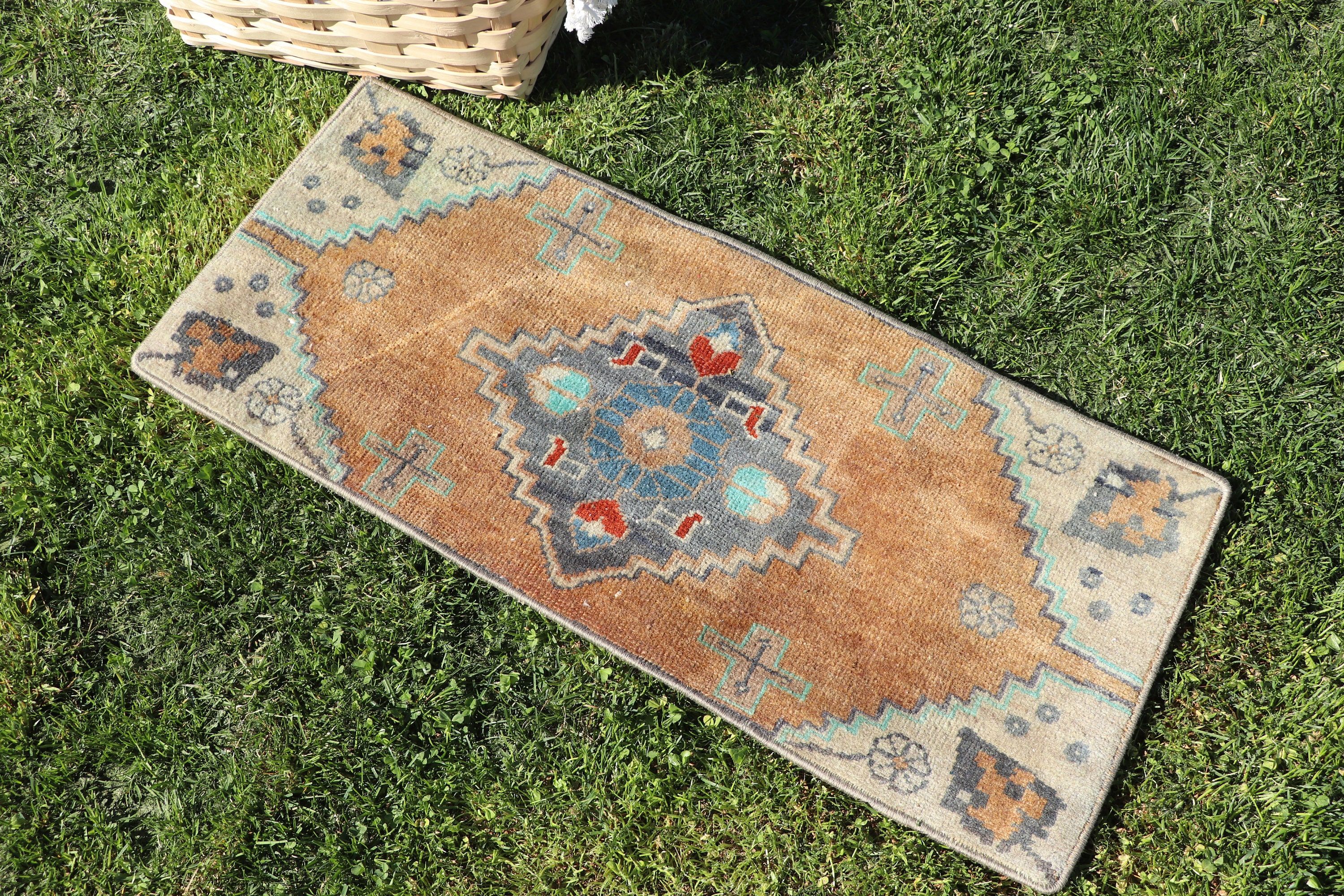 Outdoor Rugs, Vintage Rug, Turkish Rugs, Brown Luxury Rugs, Car Mat Rugs, 1.2x2.8 ft Small Rug, Antique Rugs, Boho Rugs, Small Vintage Rug