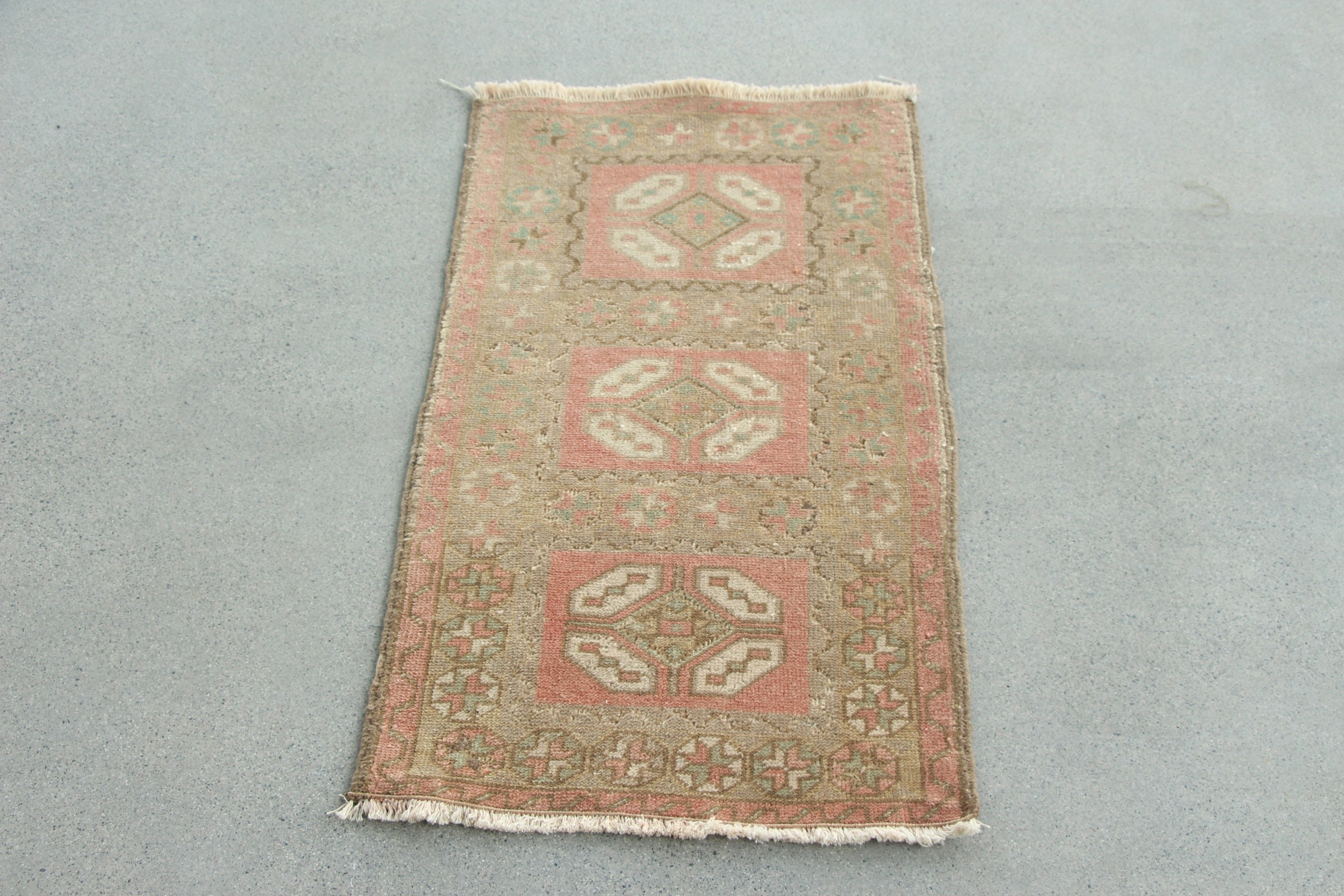 Mutfak Halısı, Antika Halı, Kahverengi 1.6x2.9 ft Küçük Halı, Türk Halısı, Vintage Halı, Duvara Asılı Halı, Ofis Halısı, Çocuk Halıları