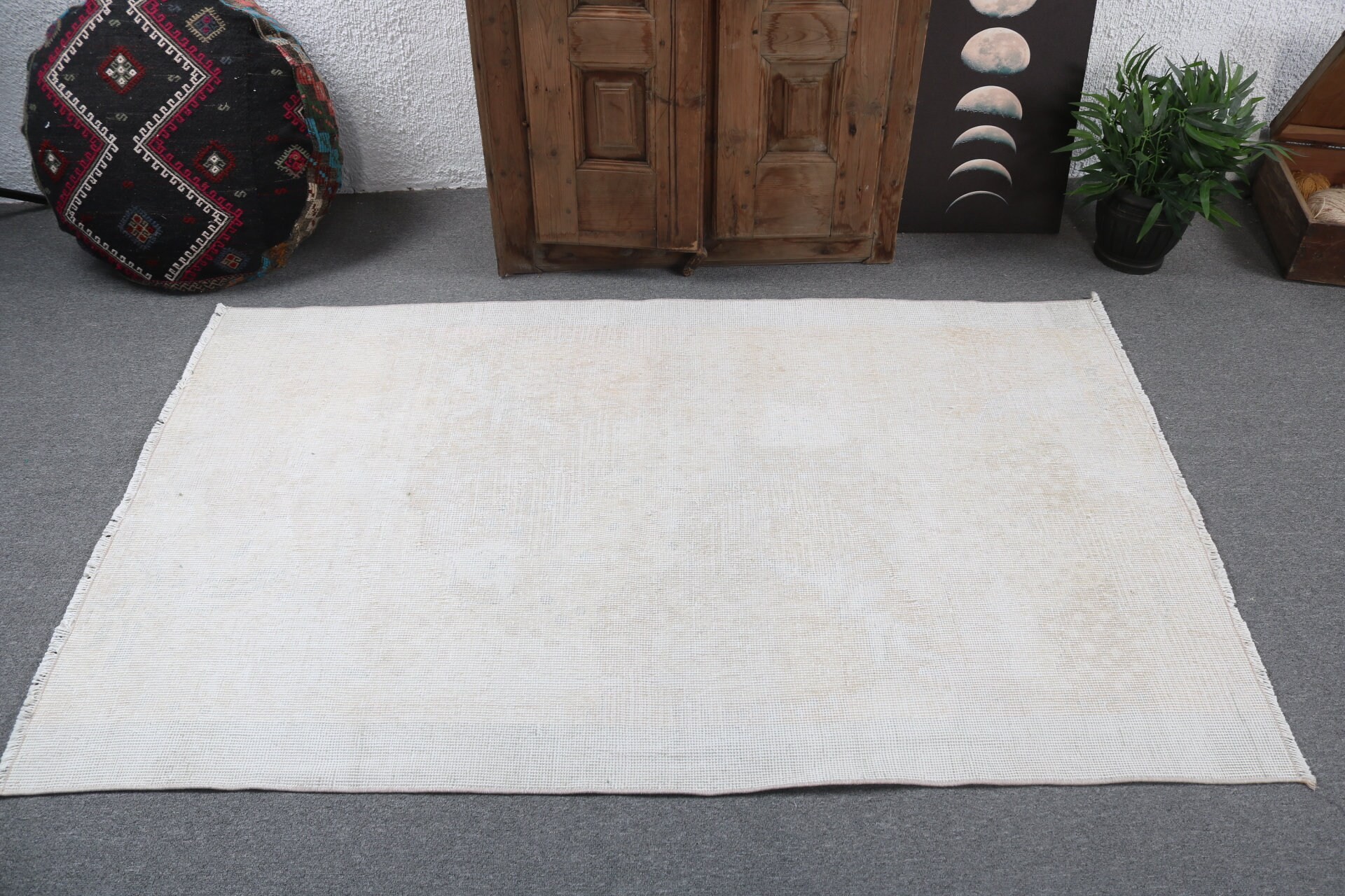 3.7x6 ft Aksan Halıları, Ofis Halısı, Yün Halıları, Mutfak Halıları, Vintage Halı, Çocuk Odası Halıları, Çocuk Odası Halıları, Bej Boho Halıları, Türk Halıları