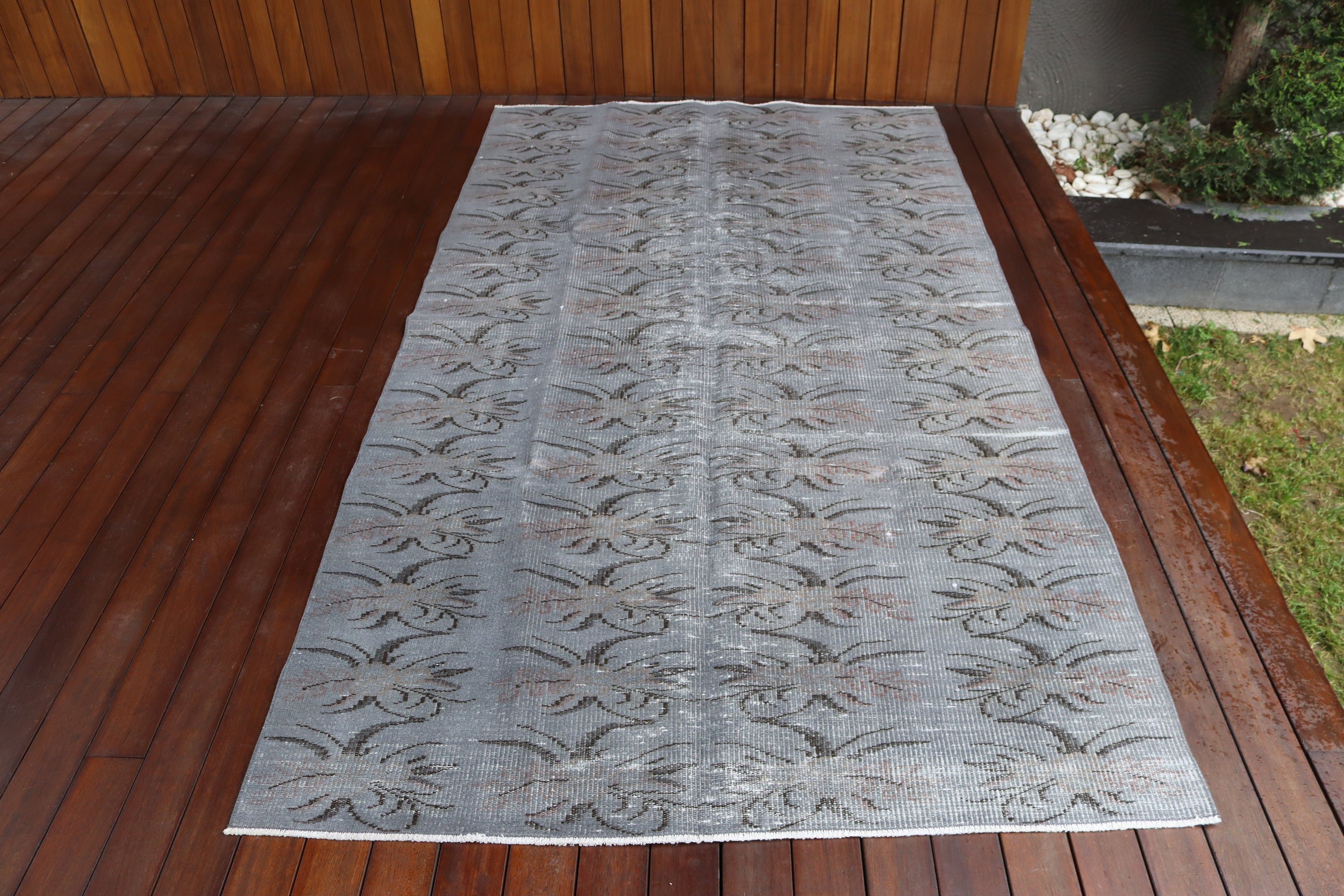 Boho Halıları, Modern Halılar, Türk Halıları, Fas Halıları, Yatak Odası Halısı, 4,4x8,2 ft Alan Halısı, Vintage Halı, Gri Oushak Halısı, Oturma Odası Halısı