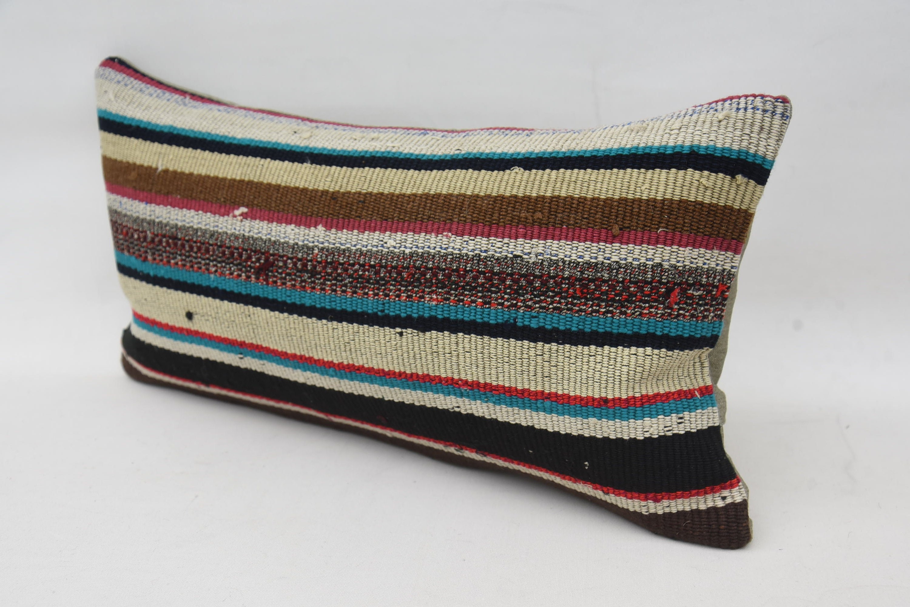 Antika Yastıklar, Kilim Yastık Sham, Kilim Yastık, Ev Minderi, 12"x24" Mavi Yastık Kılıfı, Vintage Kırlent Sham