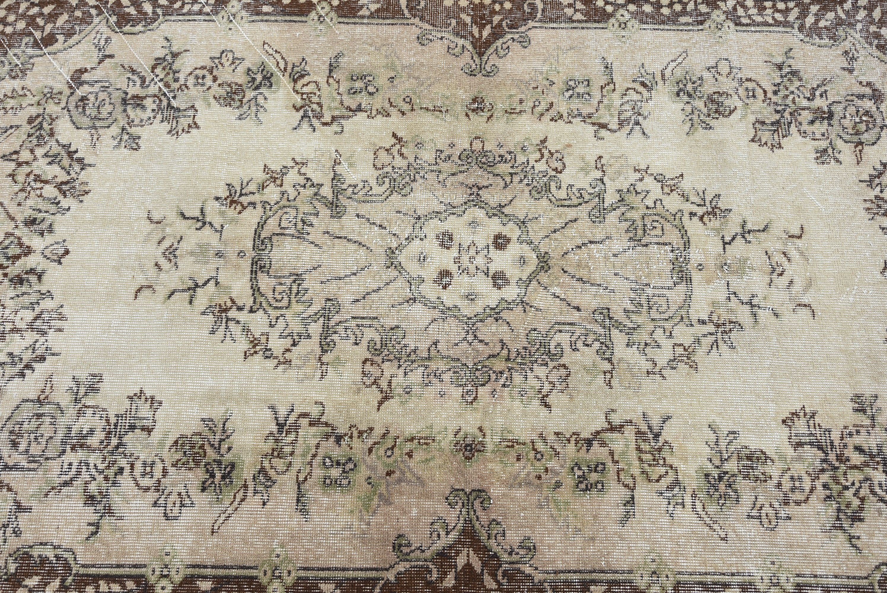 Nomadic Rug, 3.8x6.6 ft Area Rug, Turkish Rugs, Dining Room Rug, Kitchen Rugs, Beige Antique Rug, Vintage Rugs, Oushak Rug