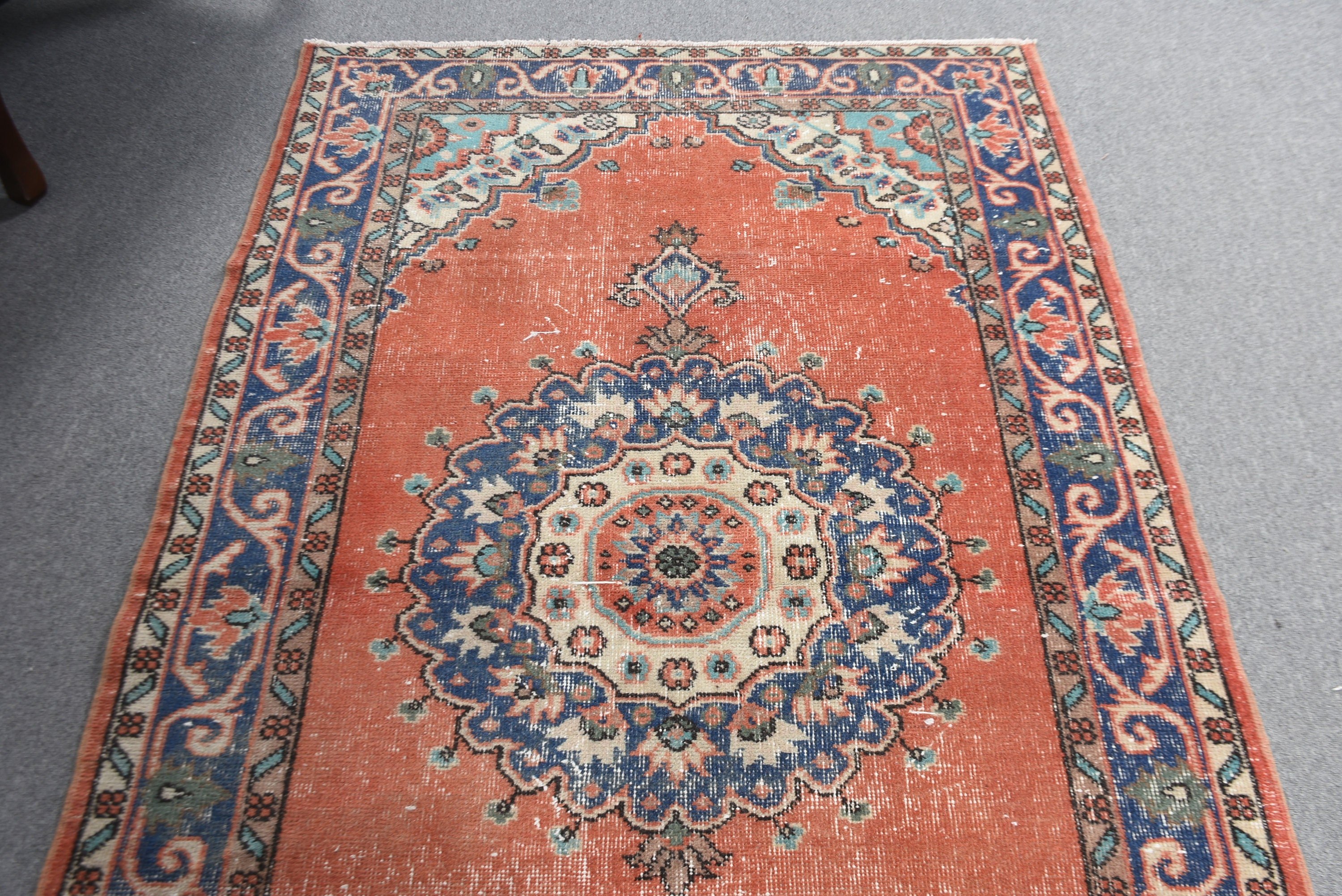 Kırmızı Oryantal Halılar, Antika Halı, 3.8x6.6 ft Alan Halısı, Yer Halısı, Türk Halısı, Boho Alan Halıları, Vintage Halı, Geniş Alan Kilim Halıları