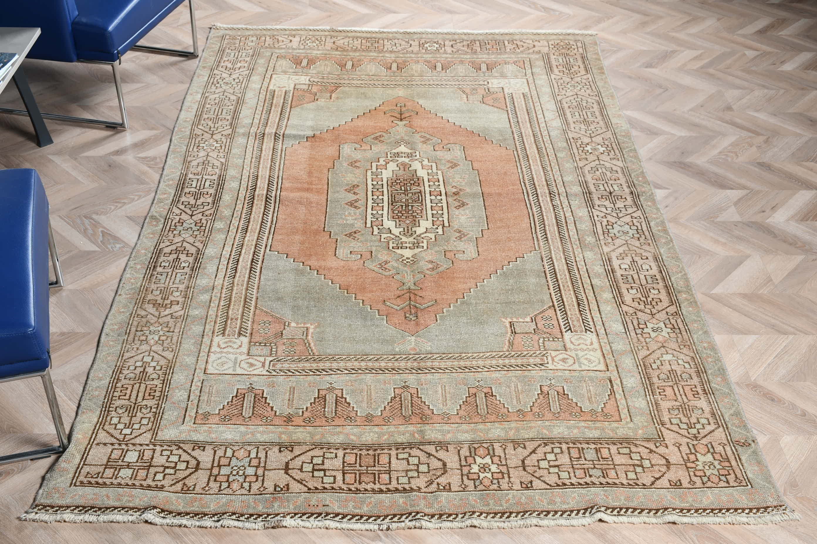 Oturma Odası Halısı, 5.4x9 ft Büyük Halılar, Bej Oryantal Halı, Türk Halısı, Antika Halı, Vintage Halı, Salon Halıları, Oryantal Halılar, Doğal Halı