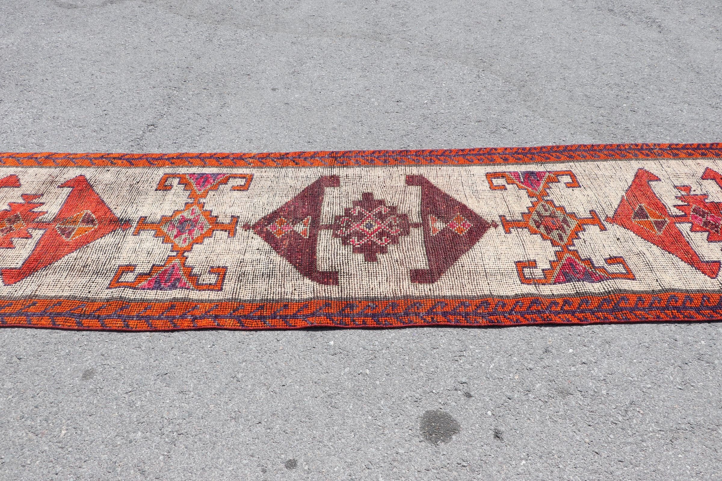 Mutfak Halıları, Oushak Halı, Ofis Halısı, Vintage Halı, Mutfak Halıları, Bej Oushak Halıları, Türk Halısı, 3x11.1 ft Yolluk Halısı, Anadolu Halısı