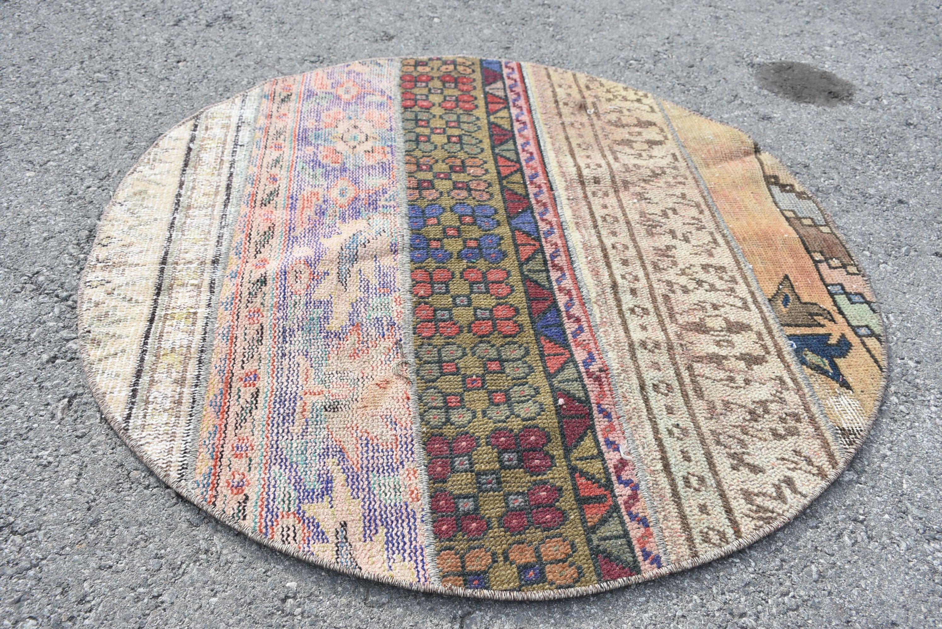 Vintage Rug, Wool Rug, Pale Rug, 3x3 ft Small Rugs, Blue Wool Rug, Bedroom Rug, Rugs for Door Mat, Turkish Rug, Nursery Rug