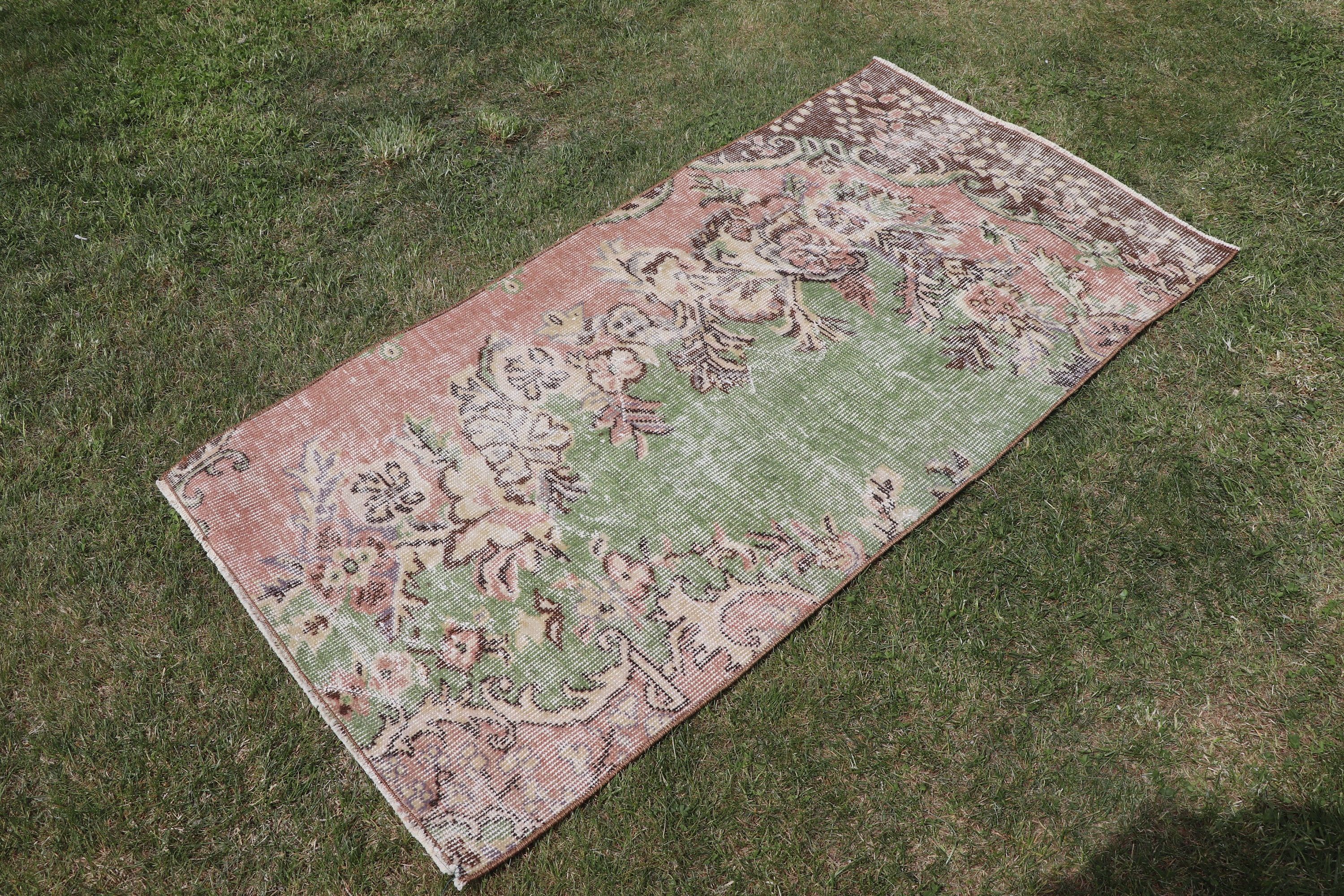 Vintage Rugs, Green Home Decor Rug, Modern Rug, Entry Rugs, Turkish Rug, Rugs for Nursery, Wool Rugs, 2.4x4.6 ft Small Rugs, Car Mat Rug