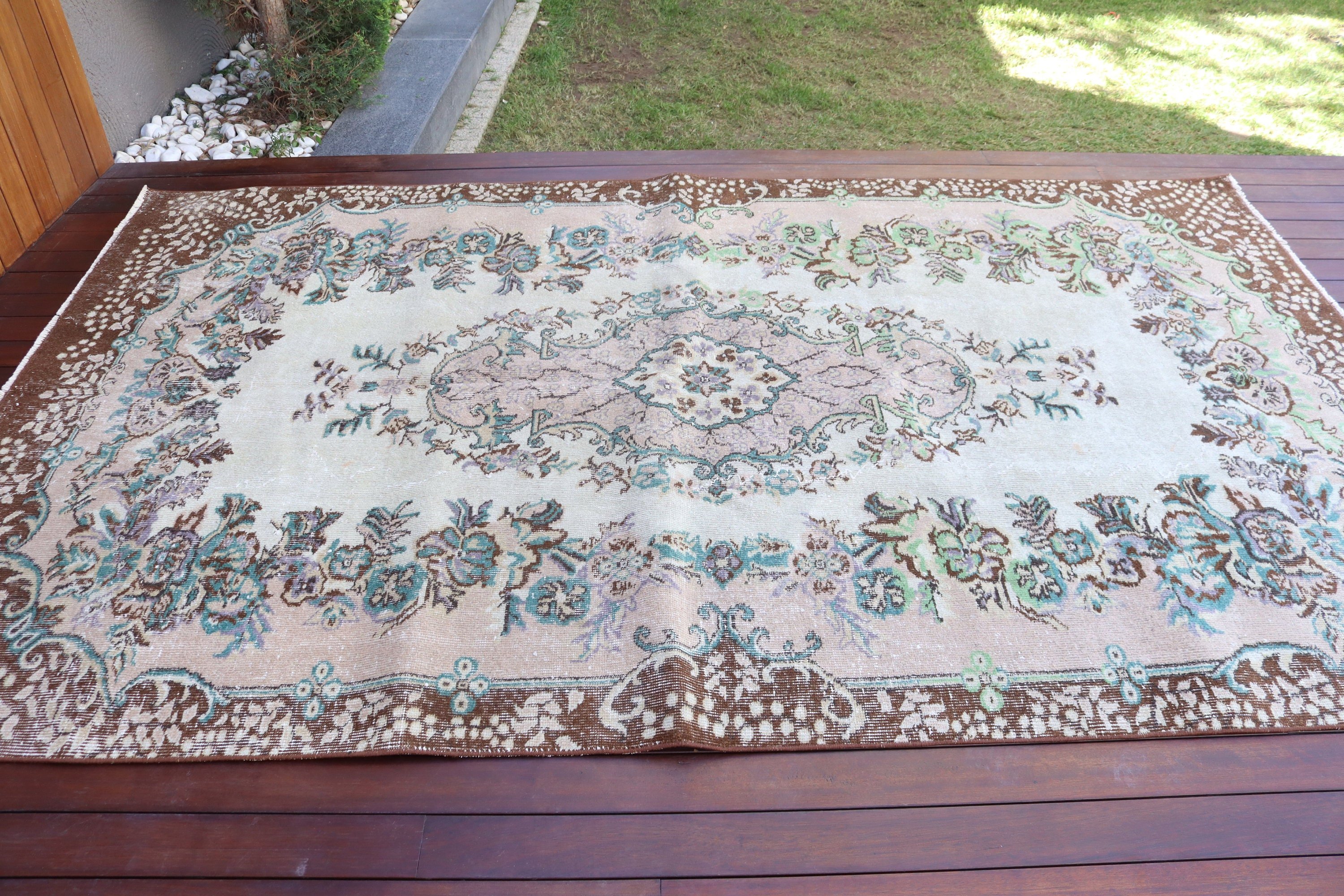 Türk Halısı, Salon Halısı, Türkiye Halıları, Yatak Odası Halıları, Nötr Halı, Bej Düz Dokuma Halı, 5.5x9.2 ft Büyük Halı, Vintage Halı