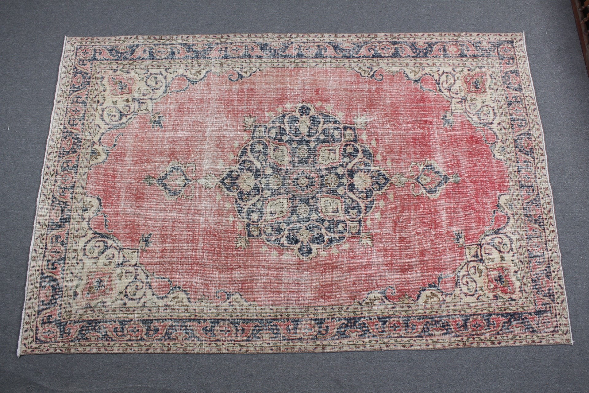 6.9x10.5 ft Büyük Boy Halılar, Yemek Odası Halısı, Türk Halısı, Yer Halıları, Salon Halıları, Kırmızı Yatak Odası Halısı, Vintage Halı, Salon Halısı