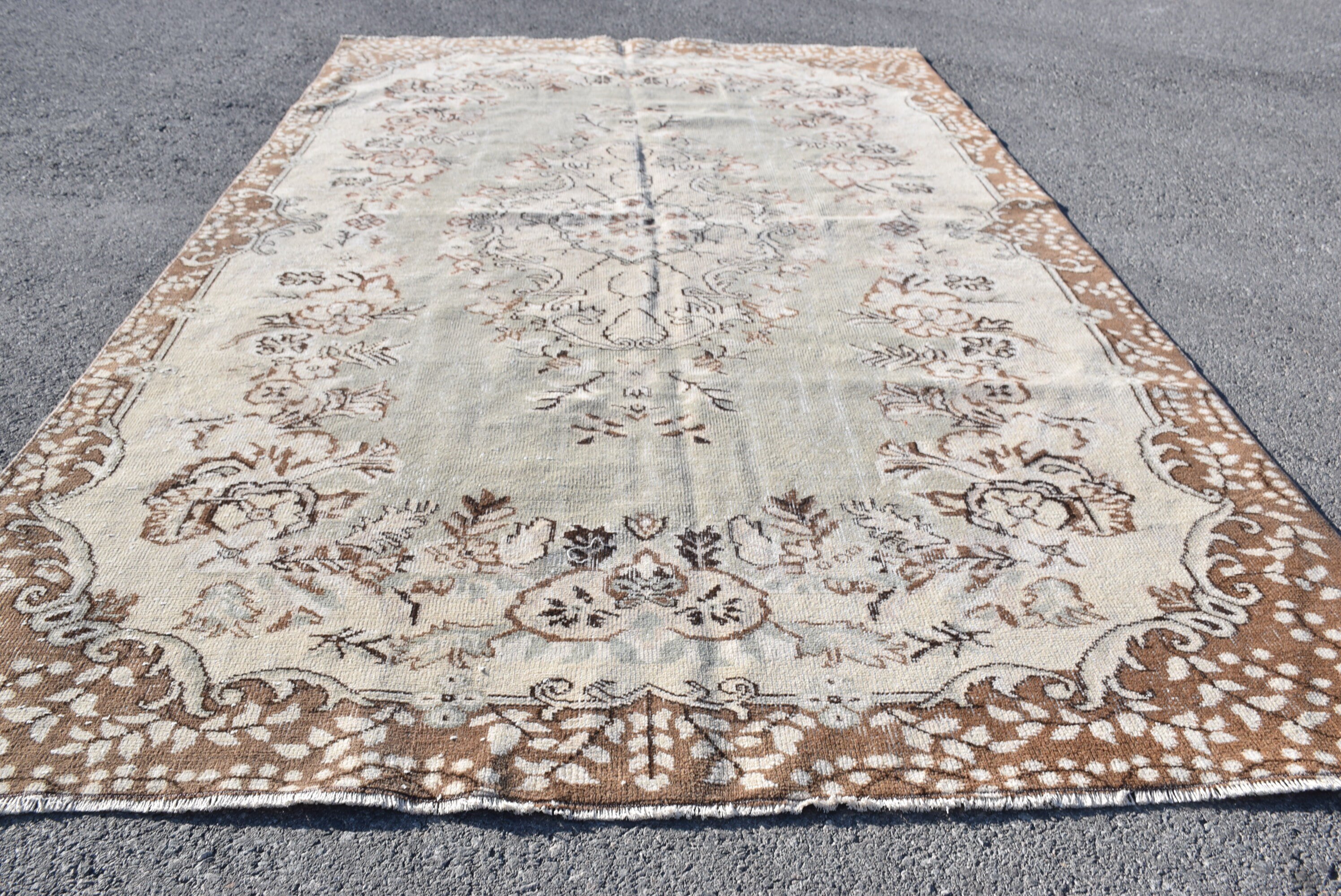 Antika Halı, Türk Halıları, 5.7x9.6 ft Büyük Halılar, Oturma Odası Halısı, Mutfak Halısı, Vintage Halı, Salon Halıları, Bej Fas Halısı, Boho Halısı