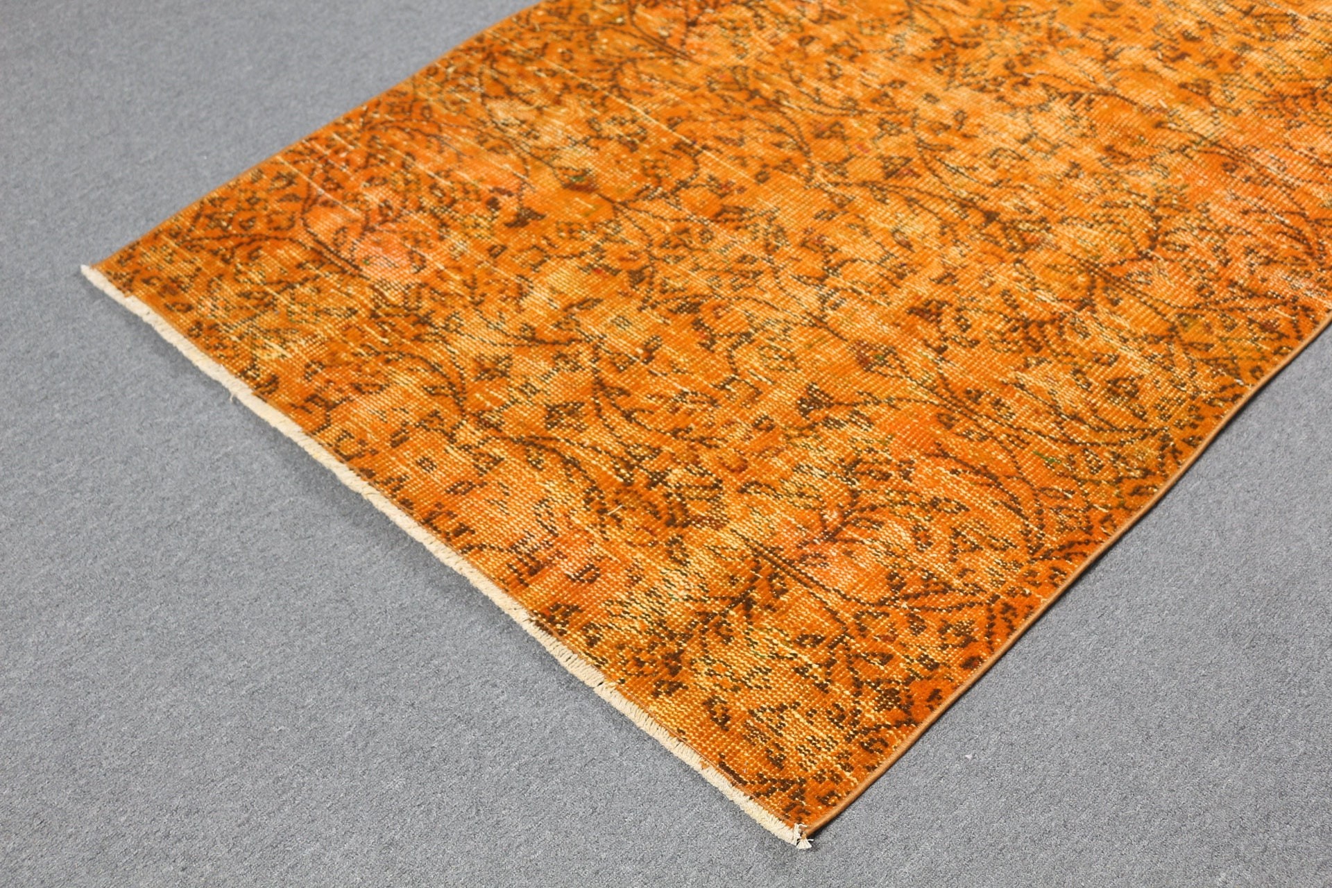 3.5x6.3 ft Accent Rug, Art Rug, Vintage Rug, Orange Home Decor Rugs, Turkish Rugs, Moroccan Rugs, Entry Rugs, Oushak Rug, Kitchen Rug