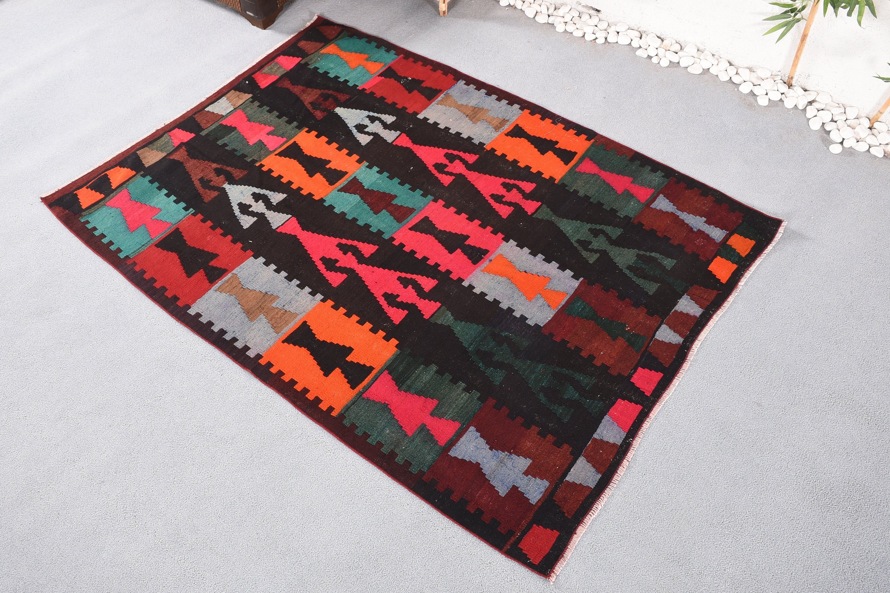 Fas Halıları, Vintage Halı, Kahverengi Antika Halılar, Antika Halı, Kilim, Oturma Odası Halısı, Çocuk Halıları, 4.6x6.4 ft Alan Halıları, Türk Halısı