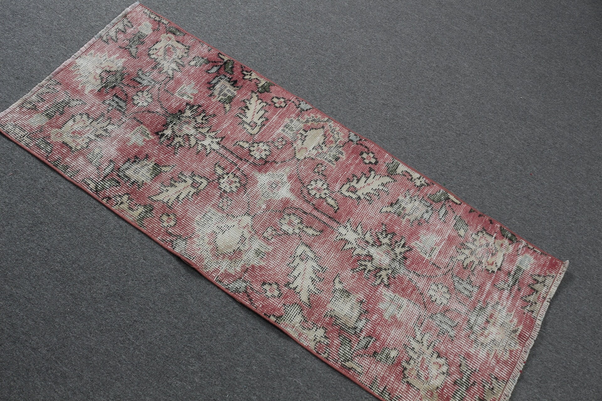 Vintage Rug, Custom Rug, 2.1x5.2 ft Small Rug, Entry Rugs, Moroccan Rugs, Wall Hanging Rug, Pink Floor Rugs, Turkish Rug