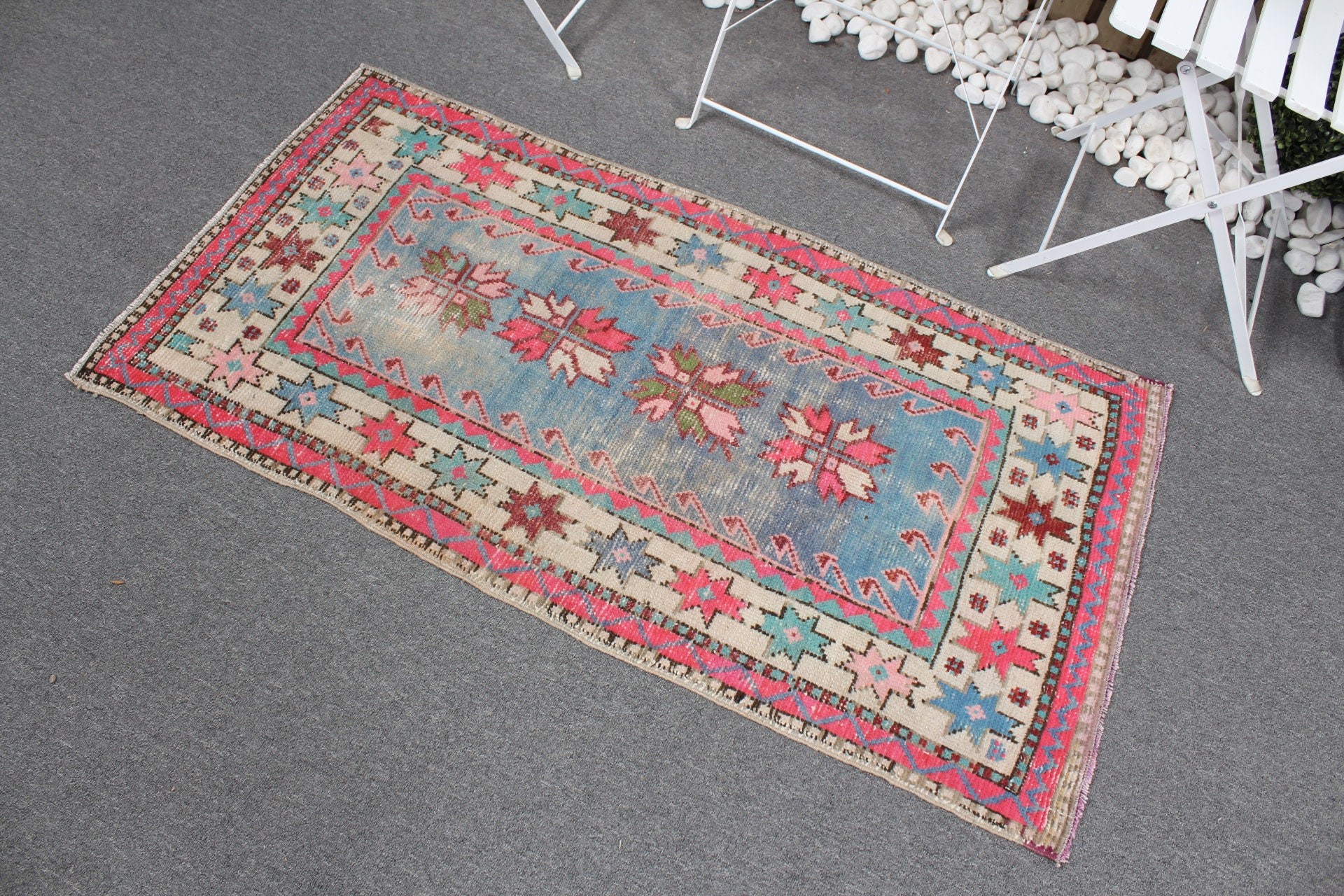 Vintage Rug, Turkish Rugs, Nursery Rug, Boho Rugs, Blue Wool Rugs, Moroccan Rugs, Kitchen Rugs, 2.3x4.4 ft Small Rug, Wall Hanging Rugs