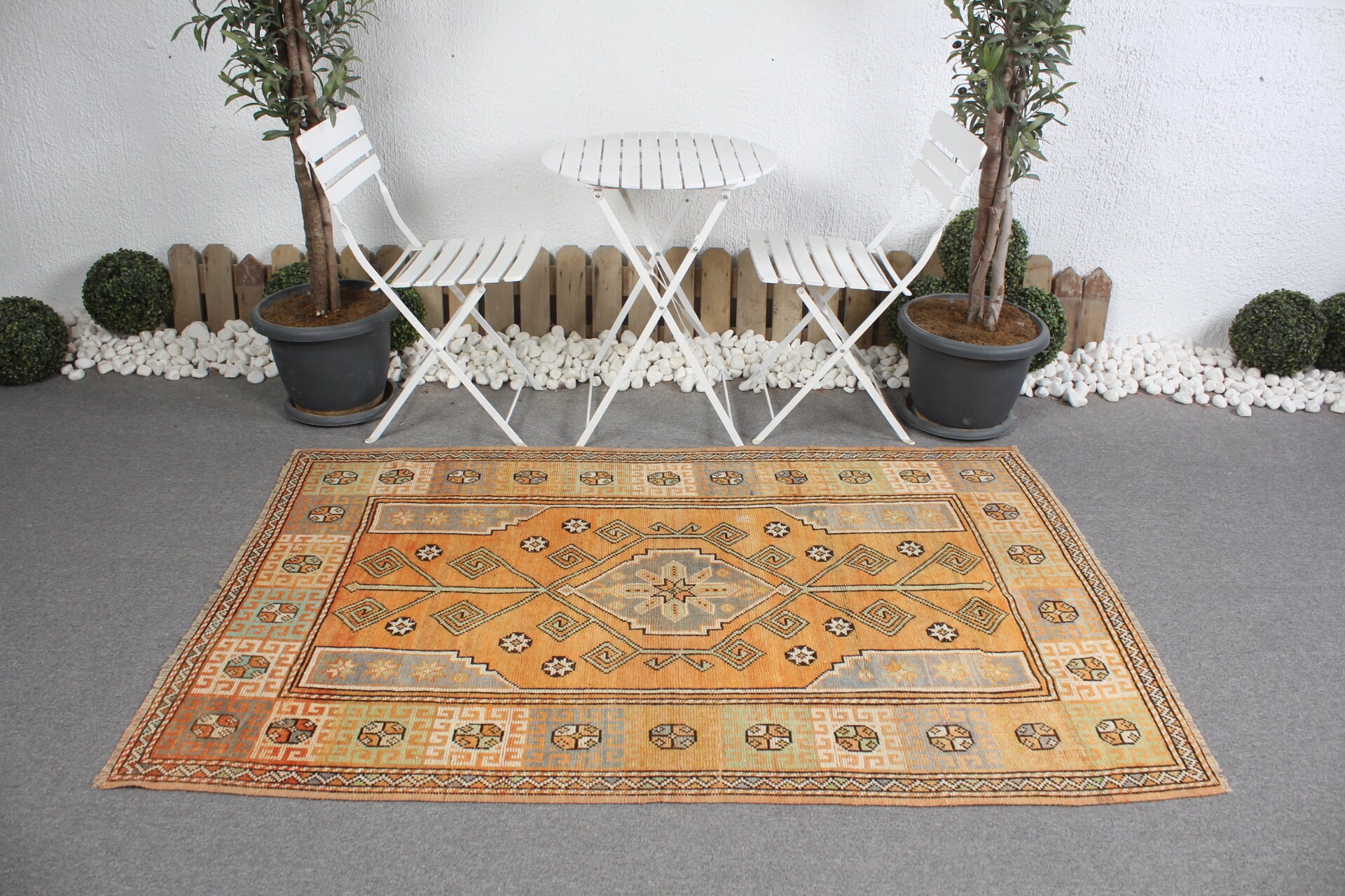 Oriental Rug, Floor Rug, Vintage Rug, 4.1x6.3 ft Area Rug, Turkish Rugs, Orange Kitchen Rug, Rugs for Bedroom, Moroccan Rug, Nursery Rug