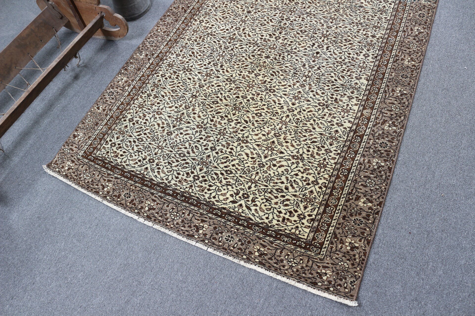 Sevimli Halı, Oturma Odası Halıları, Türk Halısı, İç Mekan Halısı, Bej 4.1x6.8 ft Alan Halıları, Fas Halıları, Oushak Halısı, Vintage Halılar