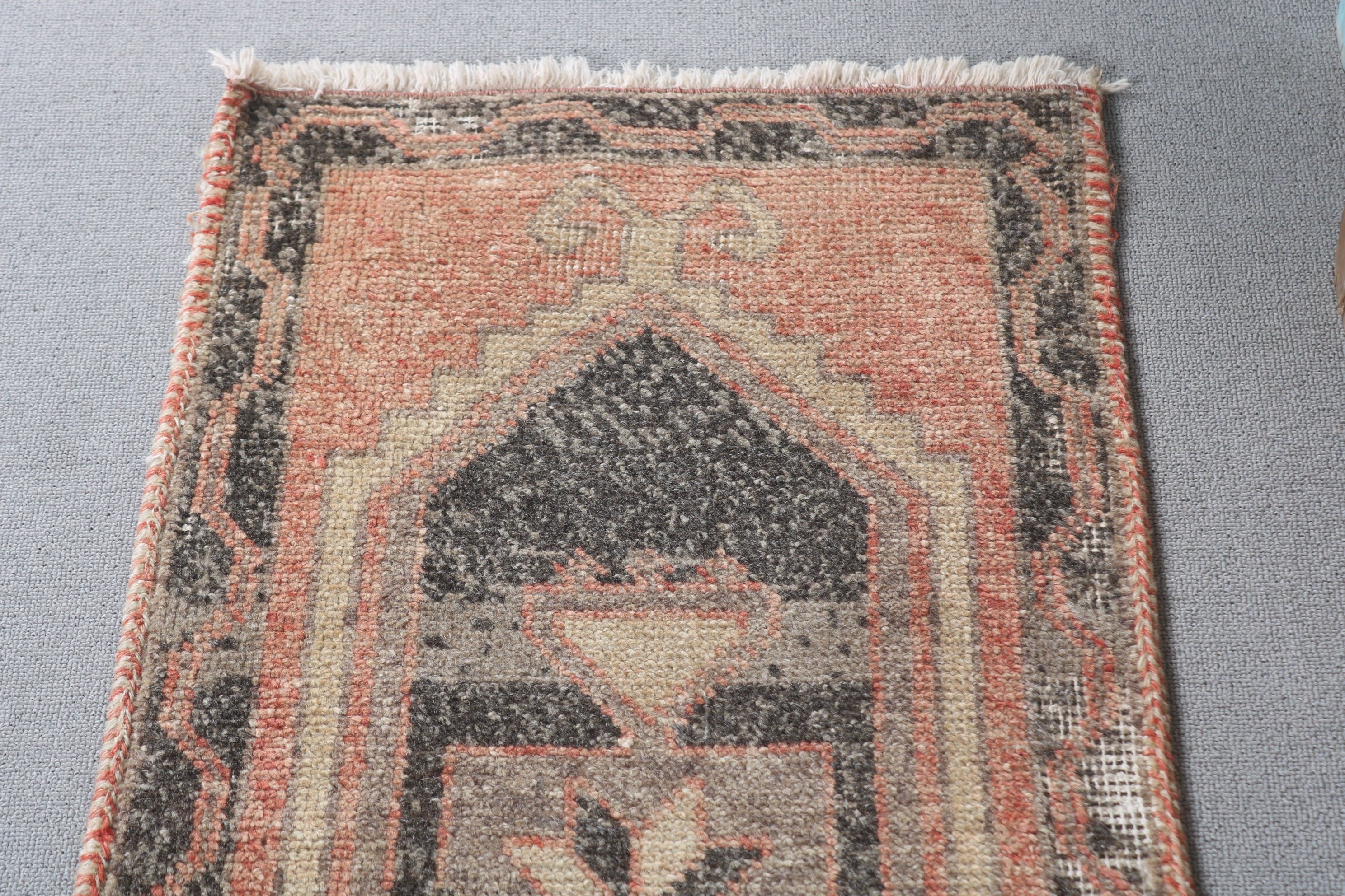 Turuncu Ev Dekor Halısı, Oushak Halısı, Vintage Halı, 1.6x3.4 ft Küçük Halı, Boho Halısı, Mutfak Halısı, Türk Halısı, Araba Paspas Halısı, Anadolu Halısı