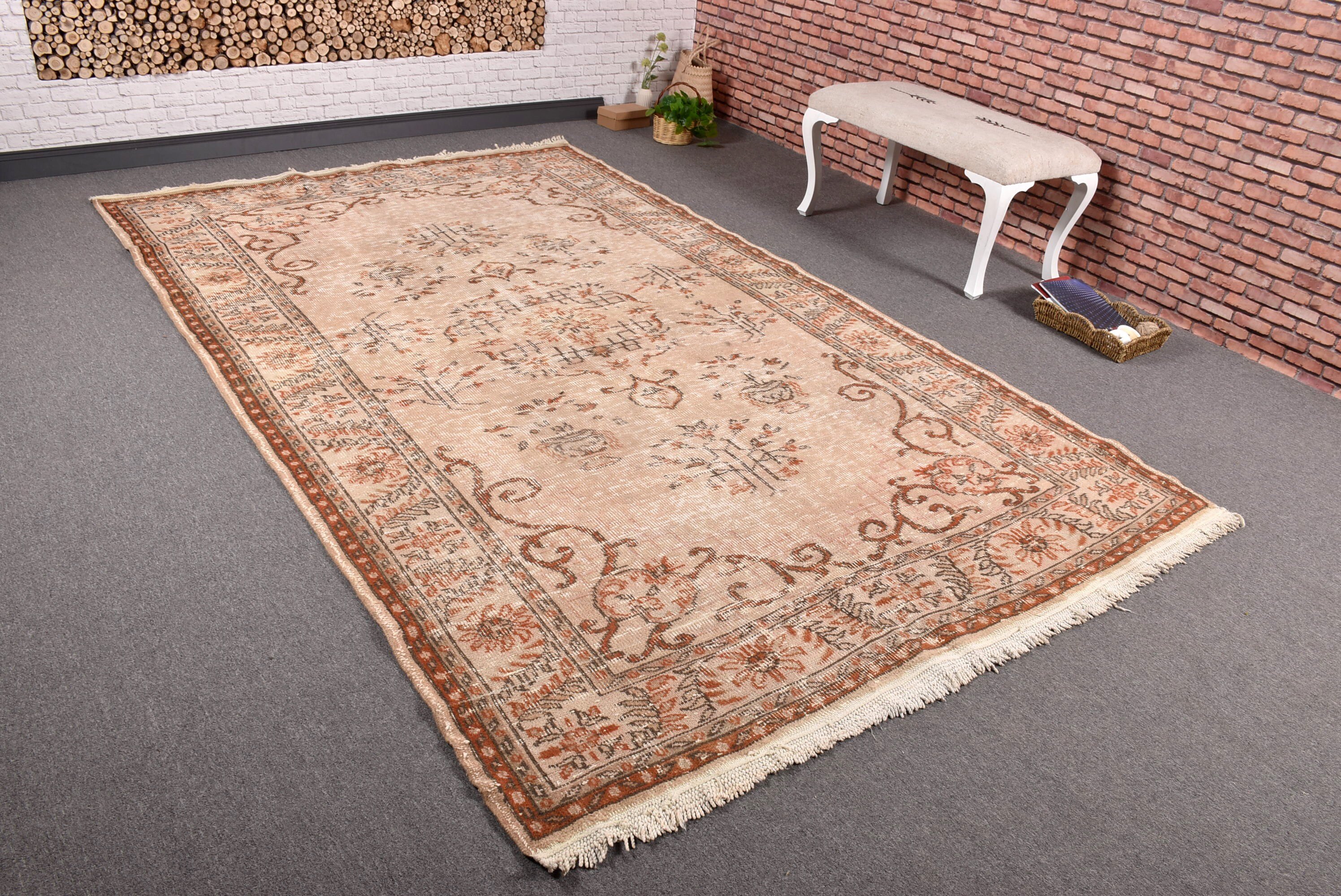 Büyük Boho Halıları, Lüks Halı, 6,1x9,8 ft Büyük Halı, Büyük Oushak Halıları, Antika Halılar, Türk Halıları, Bej Fas Halısı, Vintage Halı