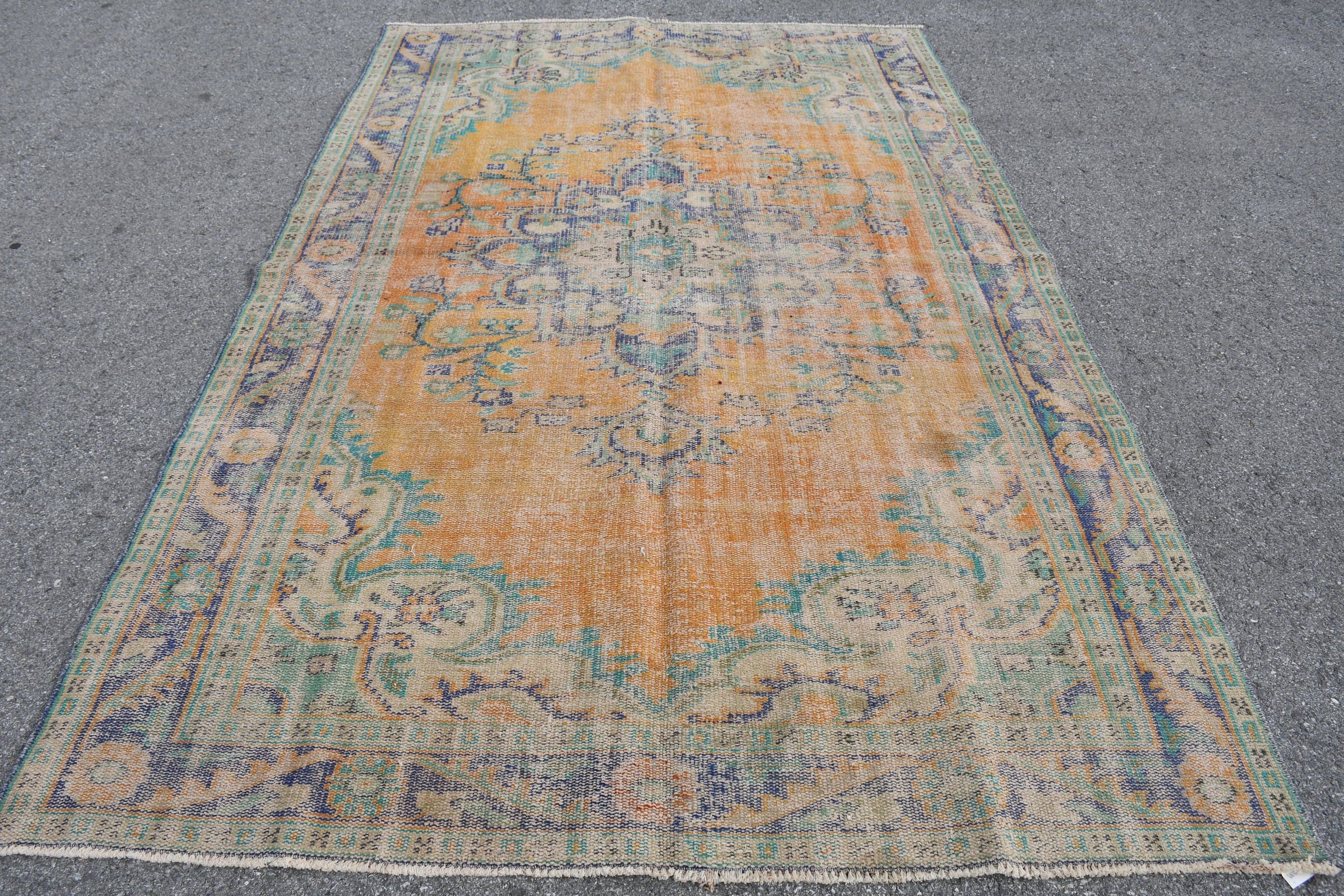 Green Antique Rugs, Living Room Rug, Antique Rug, Old Rug, Bedroom Rug, Turkish Rug, Vintage Rug, 5.9x9.5 ft Large Rugs