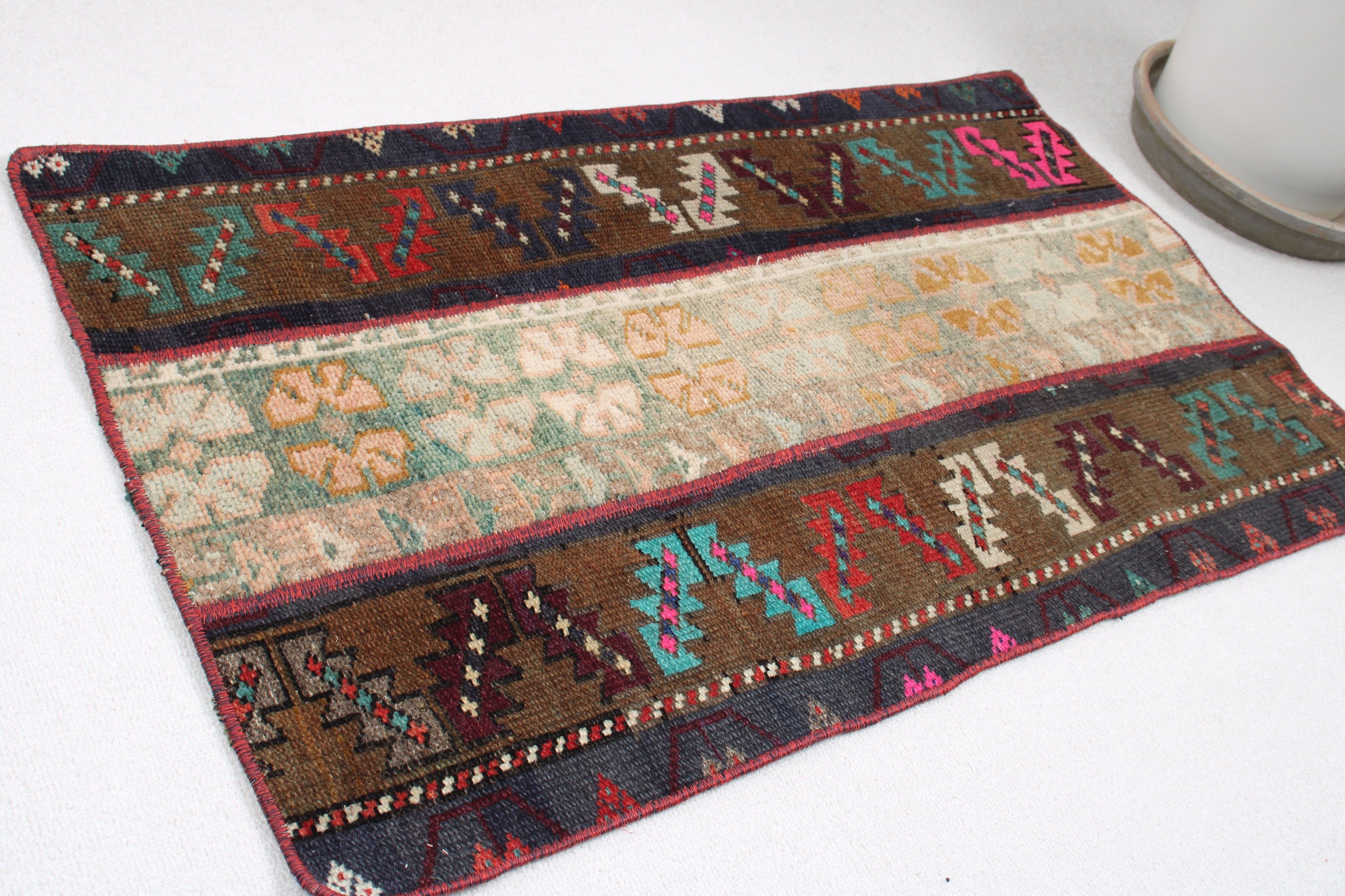 Bath Rugs, Kitchen Rug, 1.9x3.2 ft Small Rugs, Vintage Rugs, Turkish Rug, Modern Rug, Door Mat Rug, Brown Geometric Rug, Rugs for Nursery