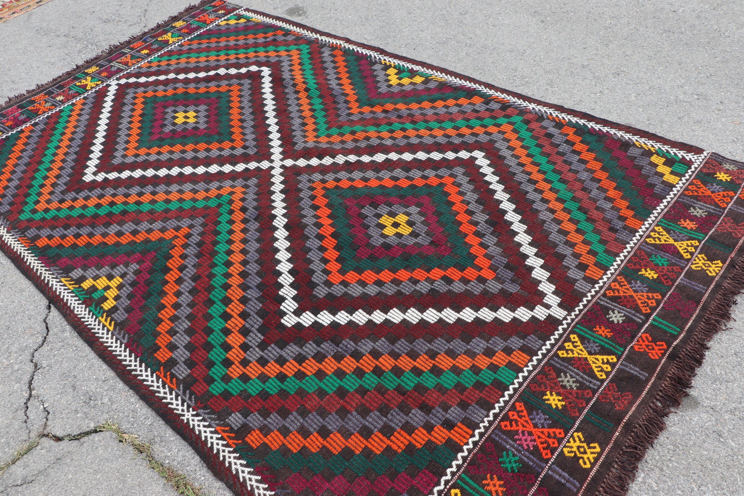 Green Oriental Rugs, Kilim, Vintage Rugs, Bedroom Rugs, 5.9x9.9 ft Large Rugs, Dining Room Rug, Oriental Rug, Turkish Rug