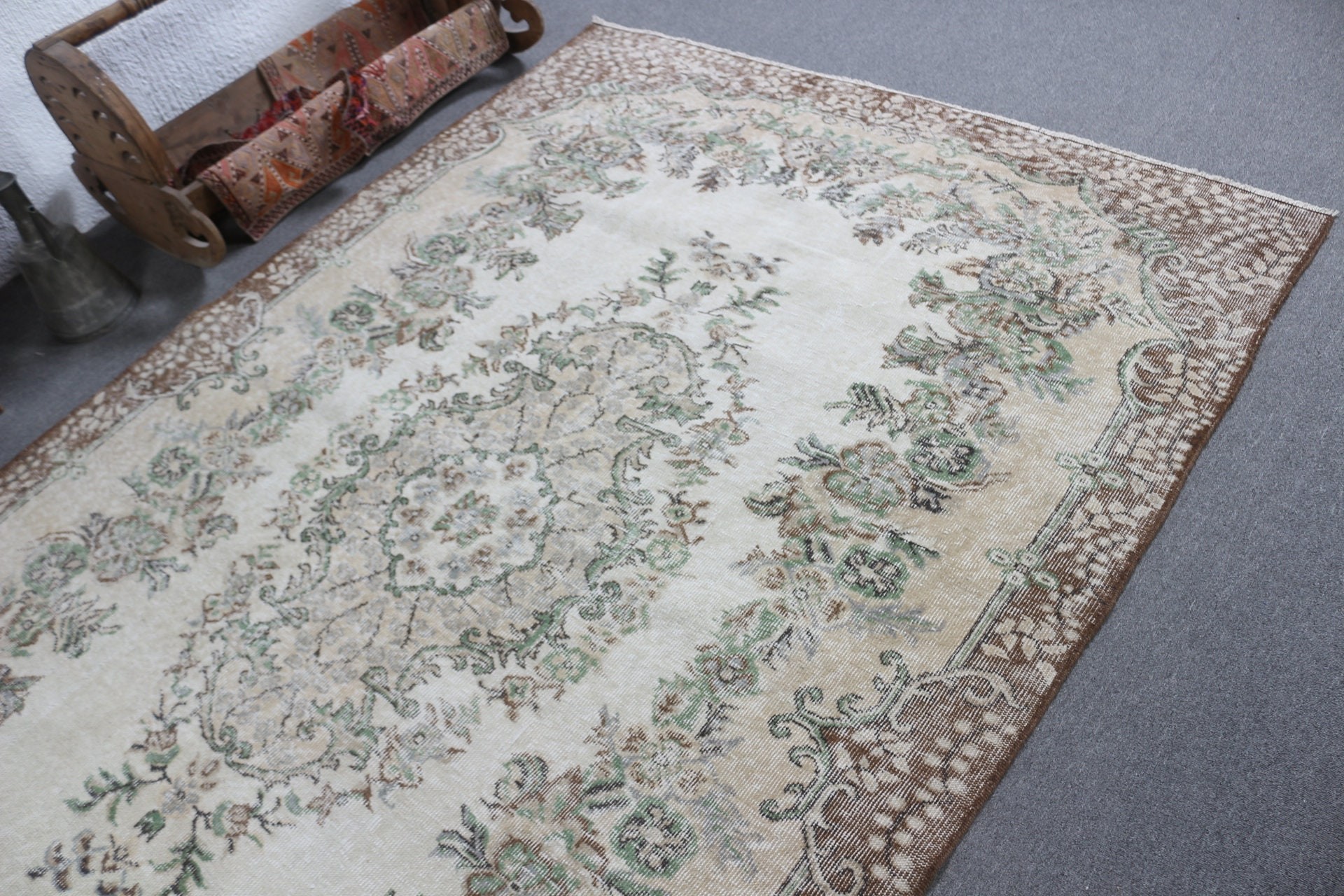 Oushak Rugs, Vintage Decor Rugs, 5.8x9 ft Large Rug, Floor Rug, Vintage Rugs, Beige Antique Rug, Living Room Rug, Bedroom Rugs, Turkish Rug