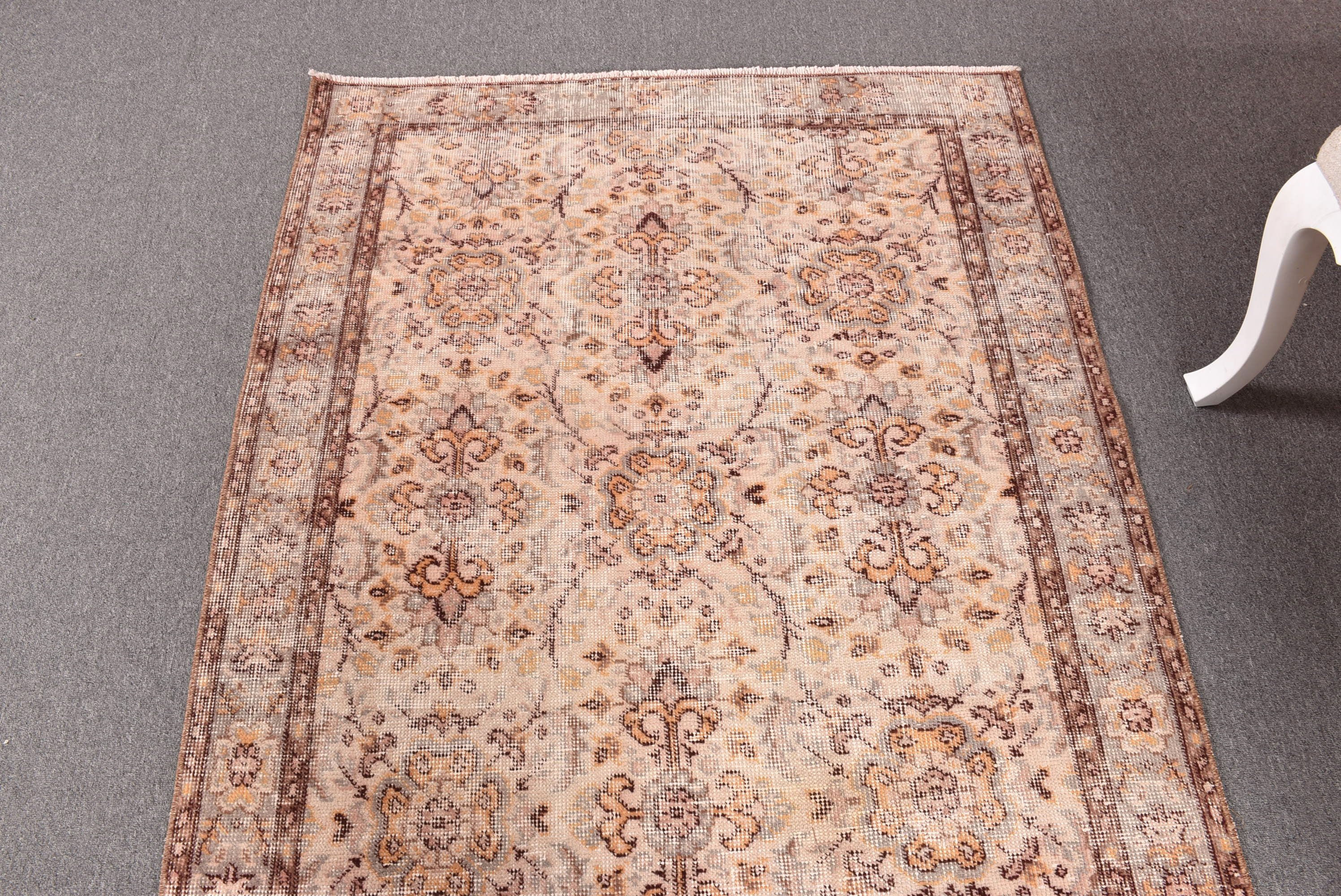 Kitchen Rugs, Oushak Rug, Beige Antique Rugs, Nursery Rug, Turkish Rugs, Aesthetic Rug, Anatolian Rugs, Vintage Rugs, 3.7x6.6 ft Area Rug