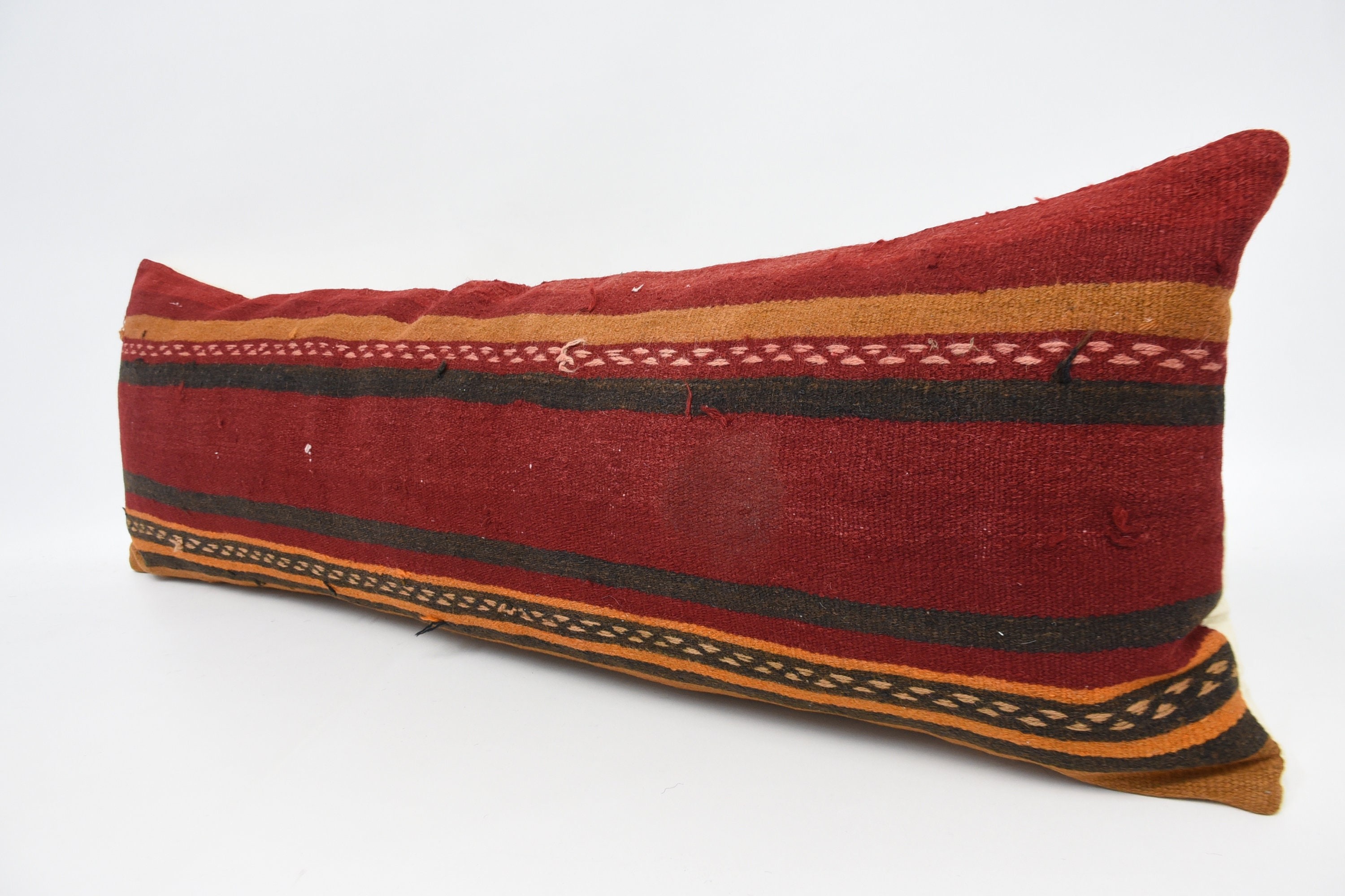 16"x48" Red Cushion Case, Ethnical Kilim Rug Pillow, Kilim Pillow Cover, Outdoor Throw Pillow Case, Boho Pillow, Luxury Pillow Case