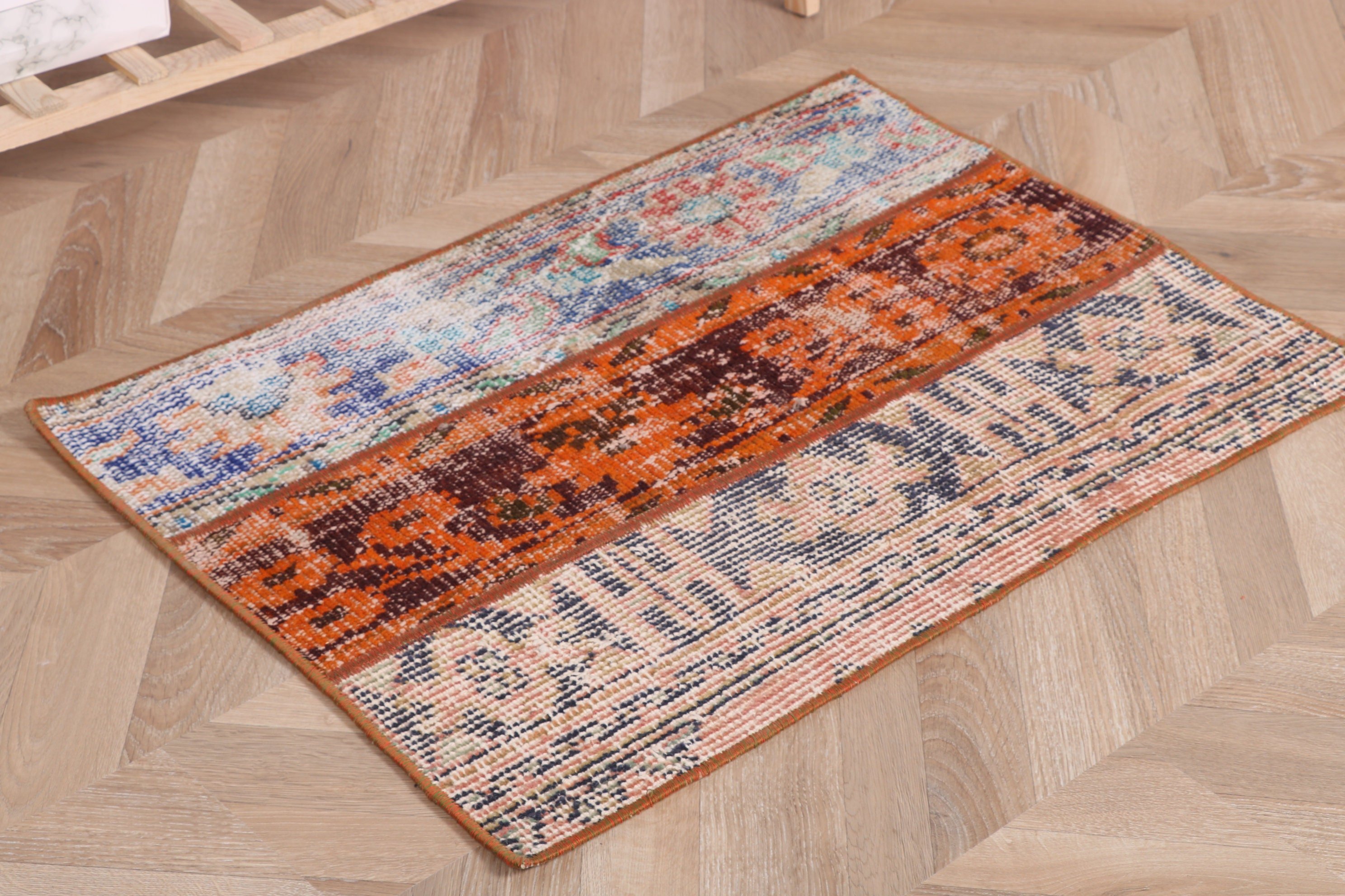 Yatak Odası Halısı, Boho Halısı, 1.8x2.6 ft Küçük Halılar, El Dokuma Halı, Vintage Halı, Turuncu Yün Halılar, Türk Halısı, Banyo Halısı, Banyo Halıları